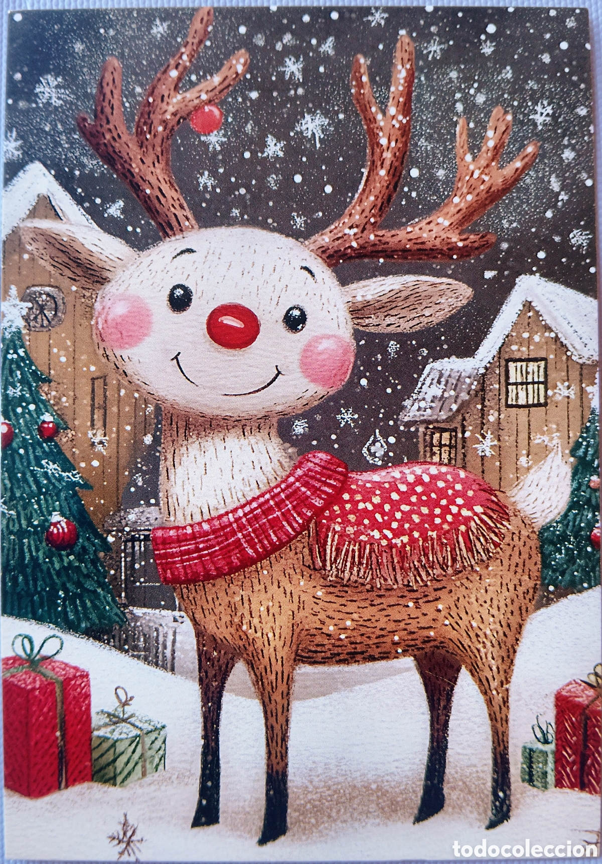 Postales: POSTAL NAVIDAD - CIERVO BAMBI PAISAJE NEVADO - ESTILO ANTIGUO