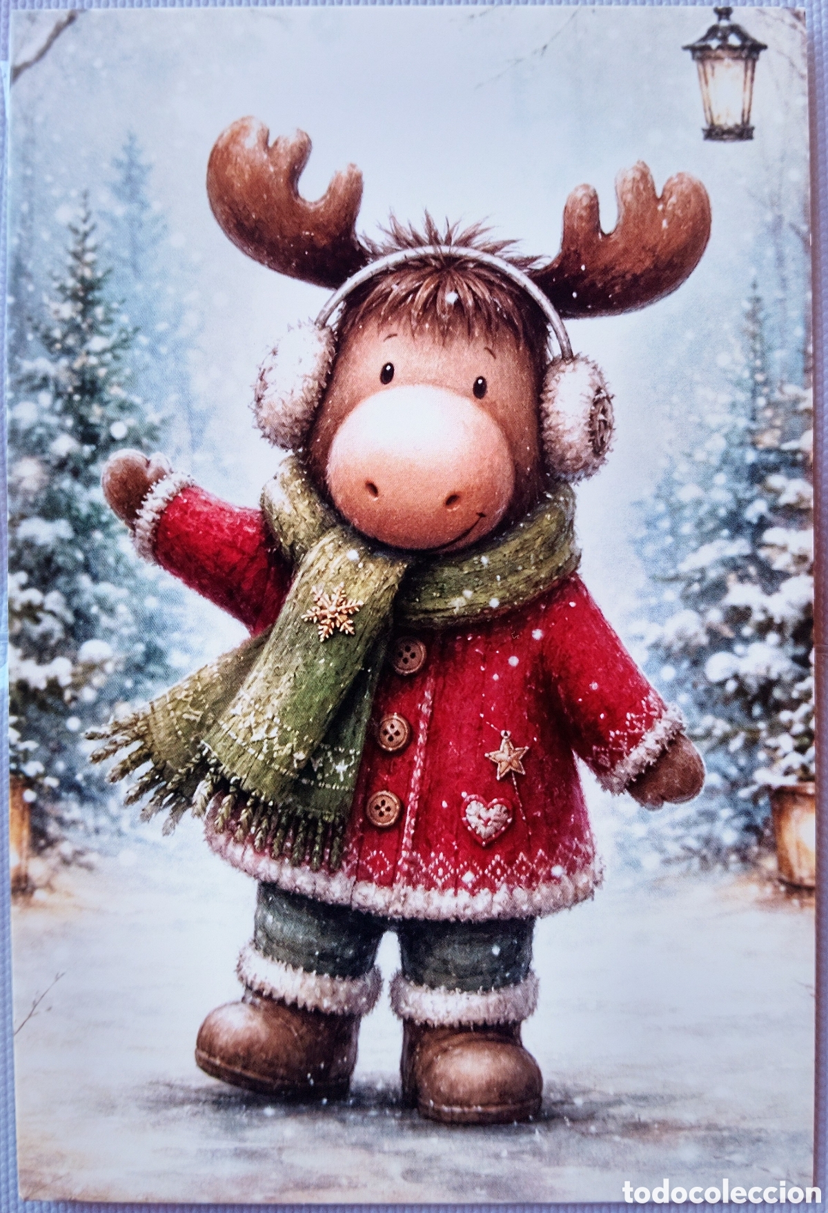 Postales: POSTAL NAVIDAD - ALCE PAISAJE NEVADO - ESTILO ANTIGUO