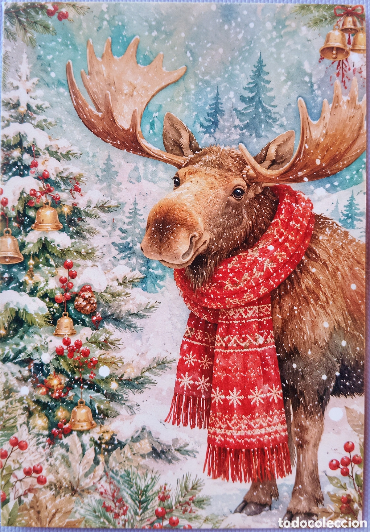Postales: POSTAL NAVIDAD - ALCE PAISAJE NEVADO - ESTILO ANTIGUO