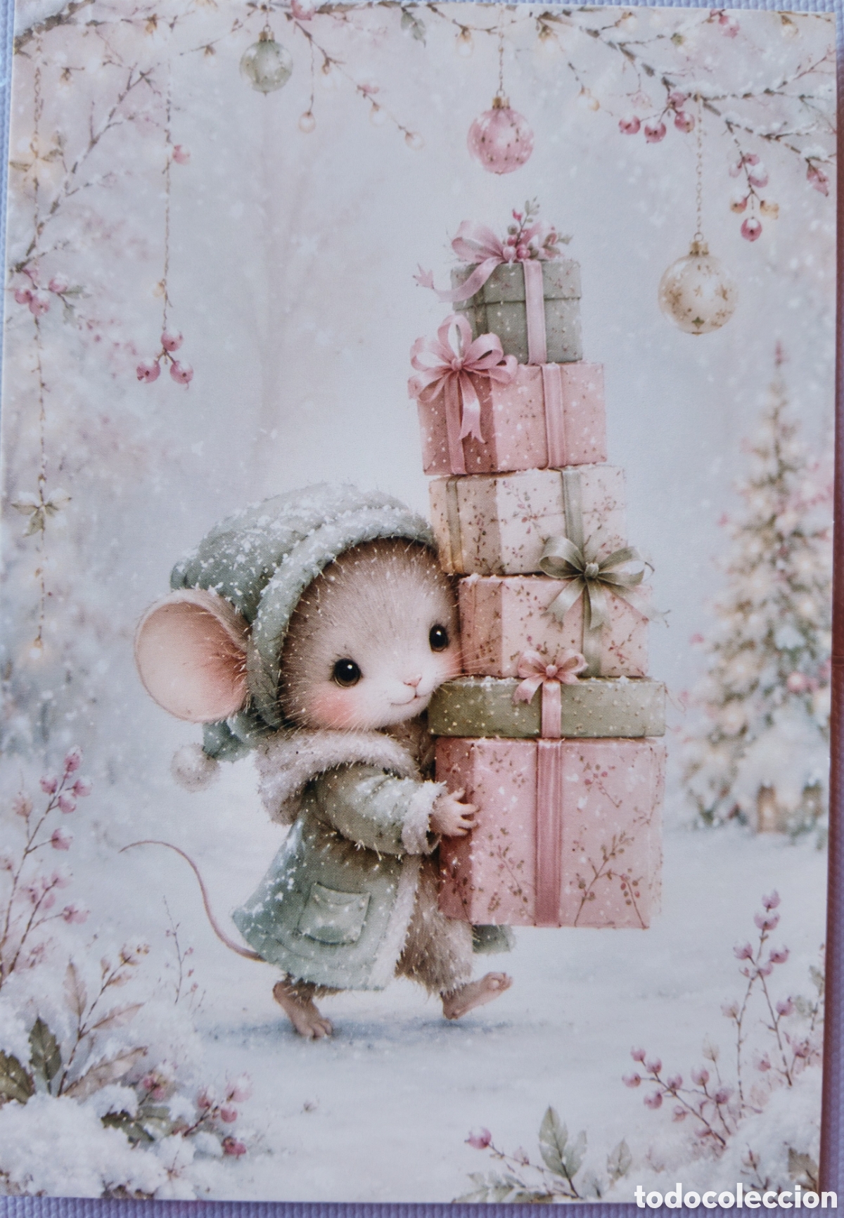 Postales: POSTAL NAVIDAD - RATONCITO REGALOS PAISAJE NEVADO - ESTILO ANTIGUO