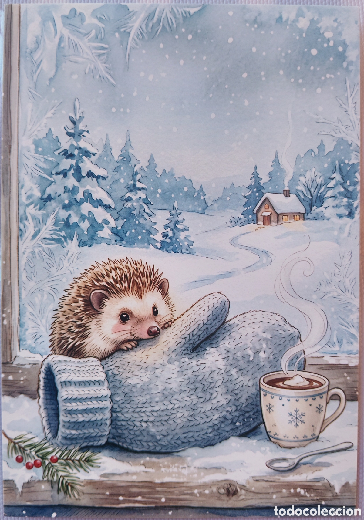 Postales: POSTAL NAVIDAD - ERIZO PAISAJE NEVADO - ESTILO ANTIGUO