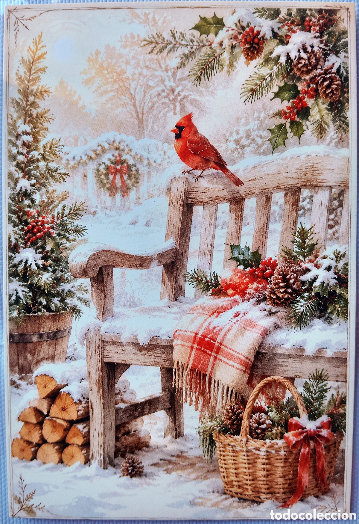 Postales: POSTAL NAVIDAD - PAJARITO BANCO PAISAJE NEVADO - ESTILO ANTIGUO