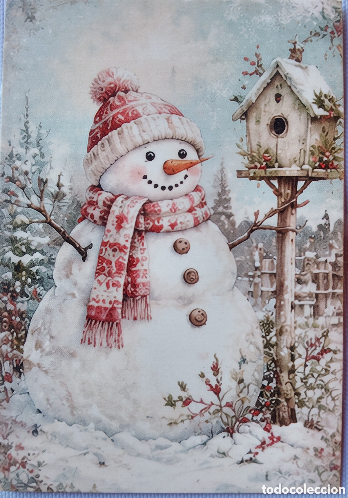 Postales: POSTAL NAVIDAD - MU&Ntilde;ECO DE NIEVE PAISAJE NEVADO - ESTILO ANTIGUO