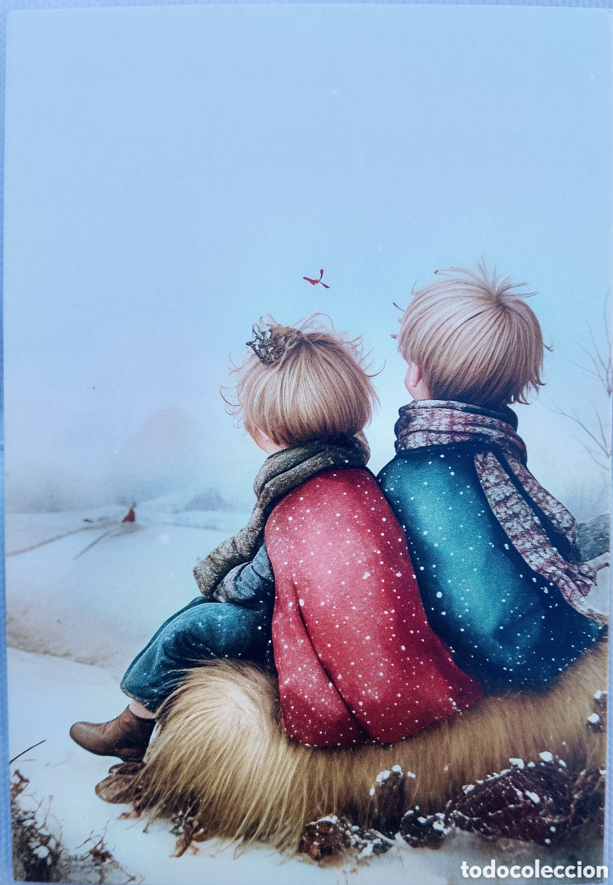 Postales: POSTAL NAVIDAD - NI&Ntilde;OS PAISAJE NEVADO - ESTILO ANTIGUO