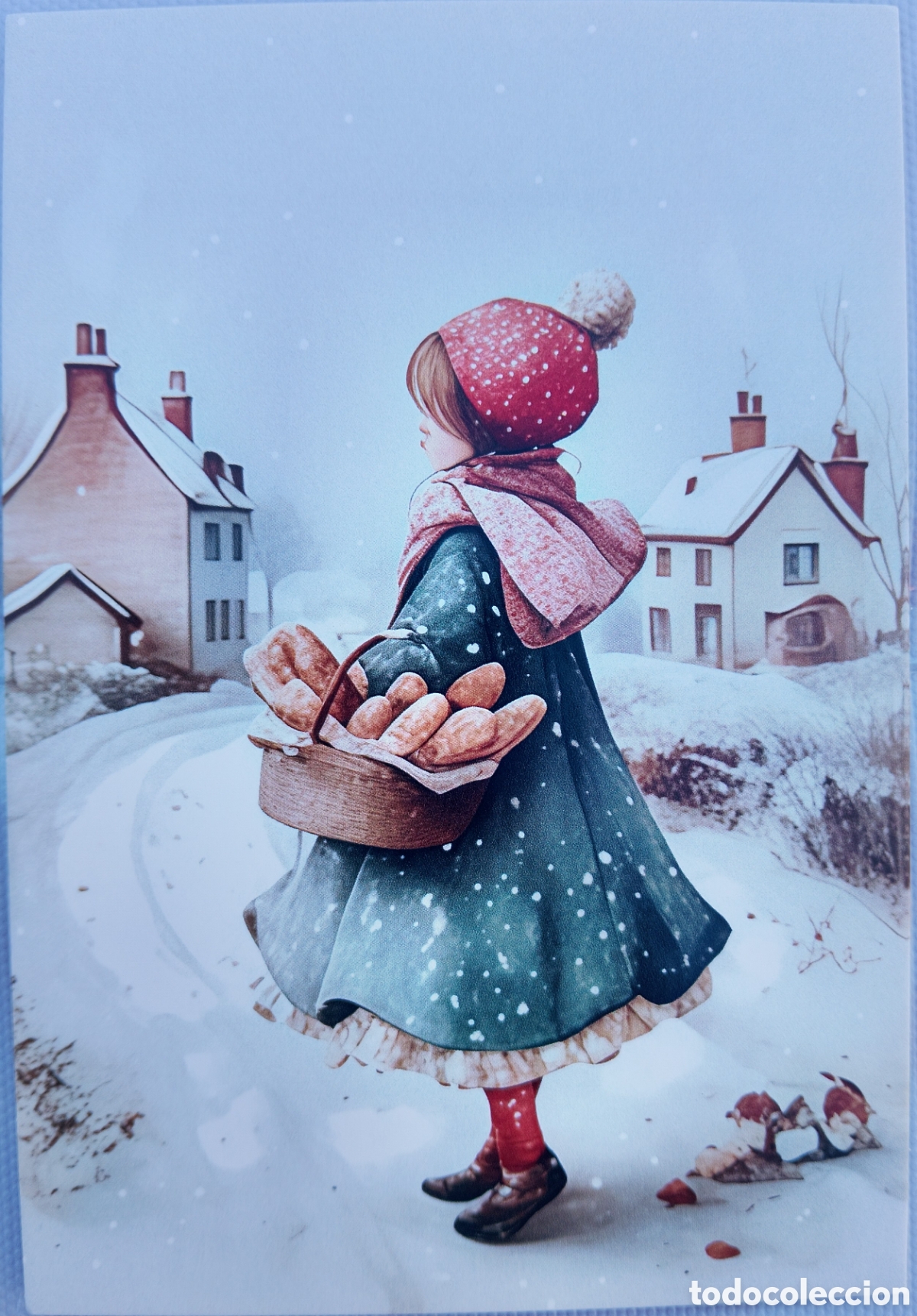 Postales: POSTAL NAVIDAD - NI&Ntilde;A PAISAJE NEVADO - ESTILO ANTIGUO
