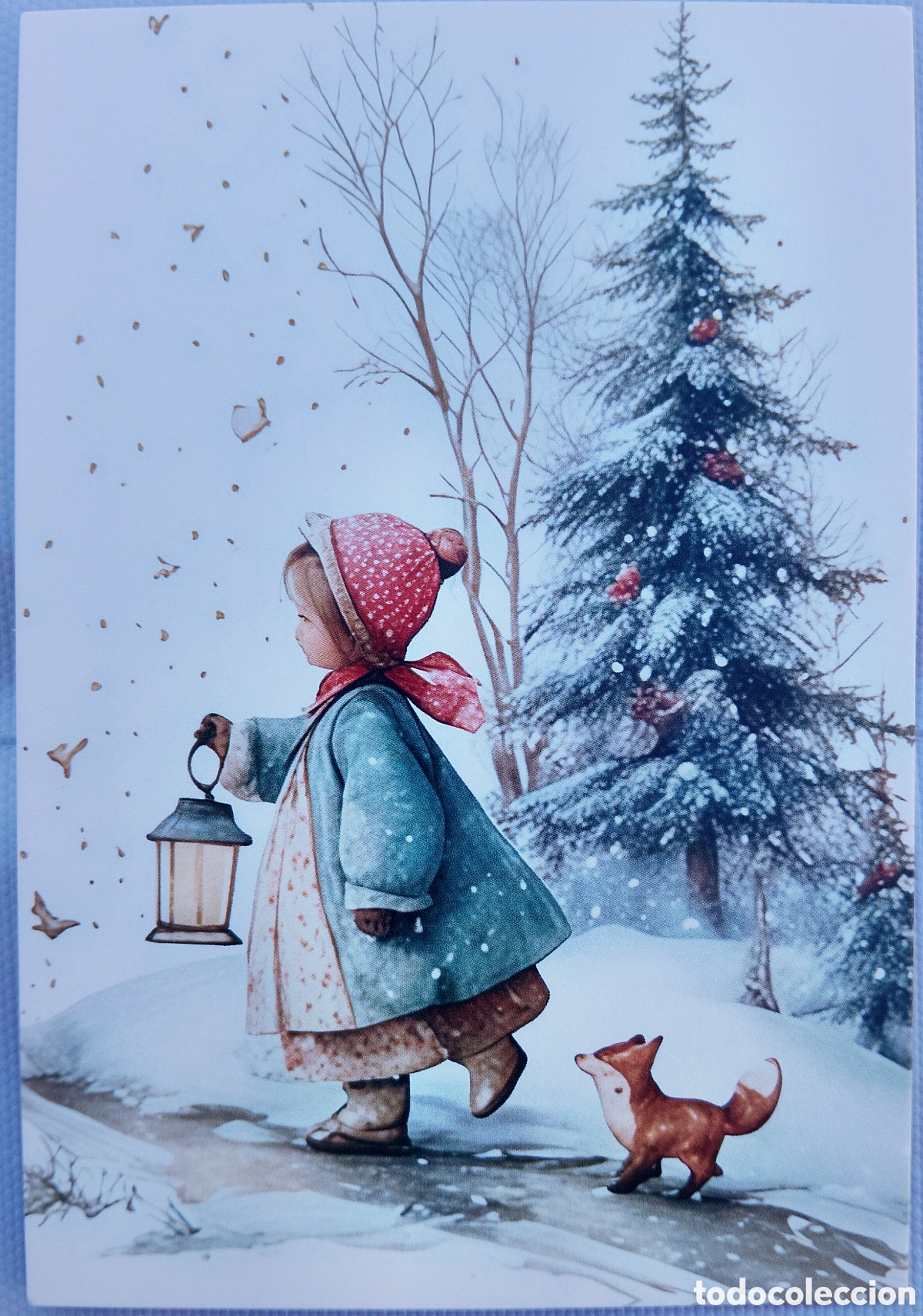 Postales: POSTAL NAVIDAD - NI&Ntilde;A PAISAJE NEVADO - ESTILO ANTIGUO