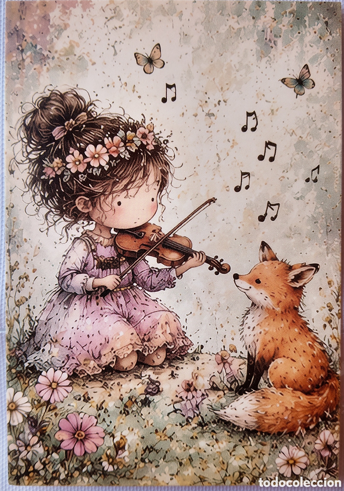 Postales: POSTAL - NI&Ntilde;A VIOL&Iacute;N ZORRO - ESTILO ANTIGUO