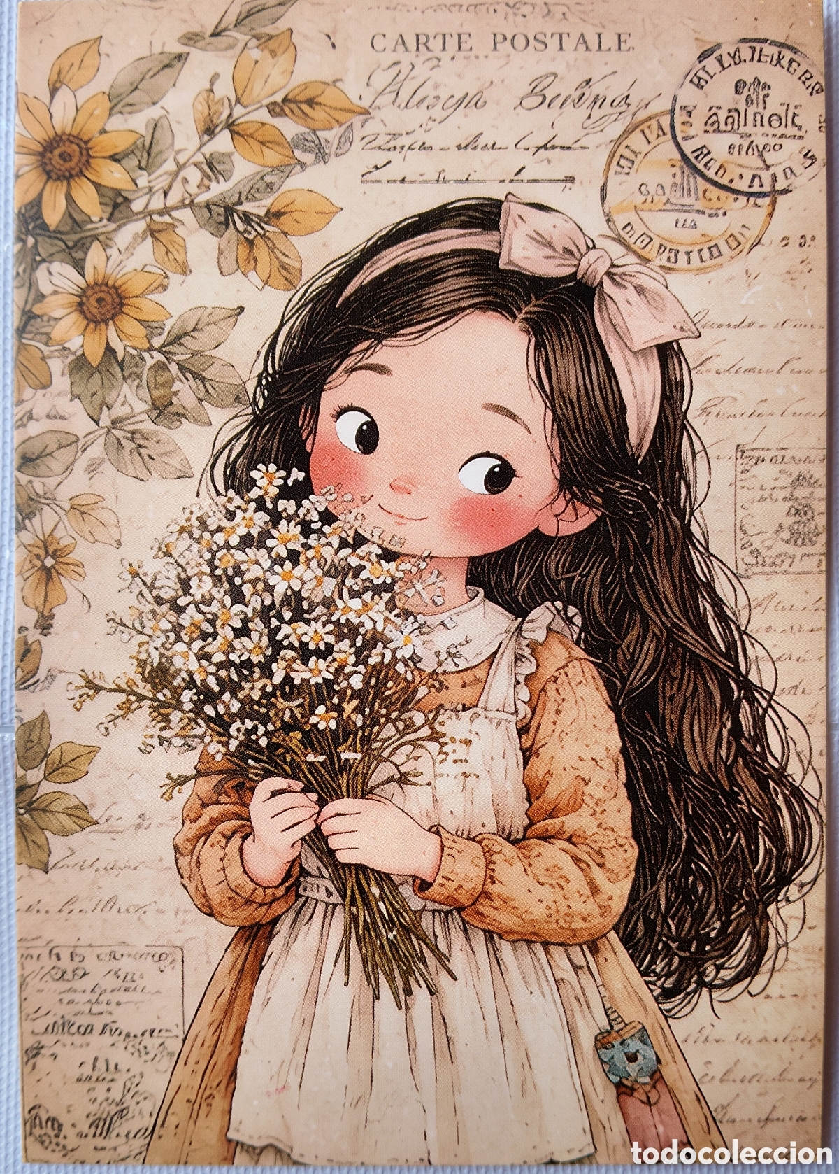 Postales: POSTAL - NI&Ntilde;A FLORES - ESTILO ANTIGUO