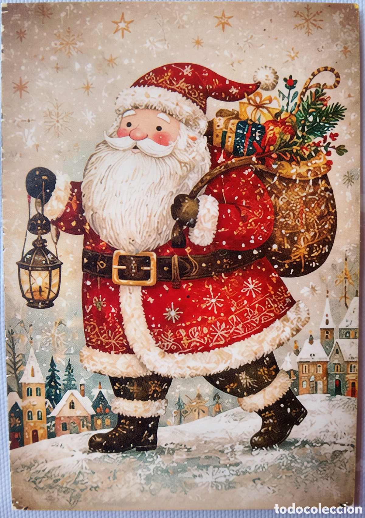 Postales: POSTAL NAVIDAD - PAP&Aacute; REGALOS PAISAJE NEVADO - ESTILO ANTIGUO