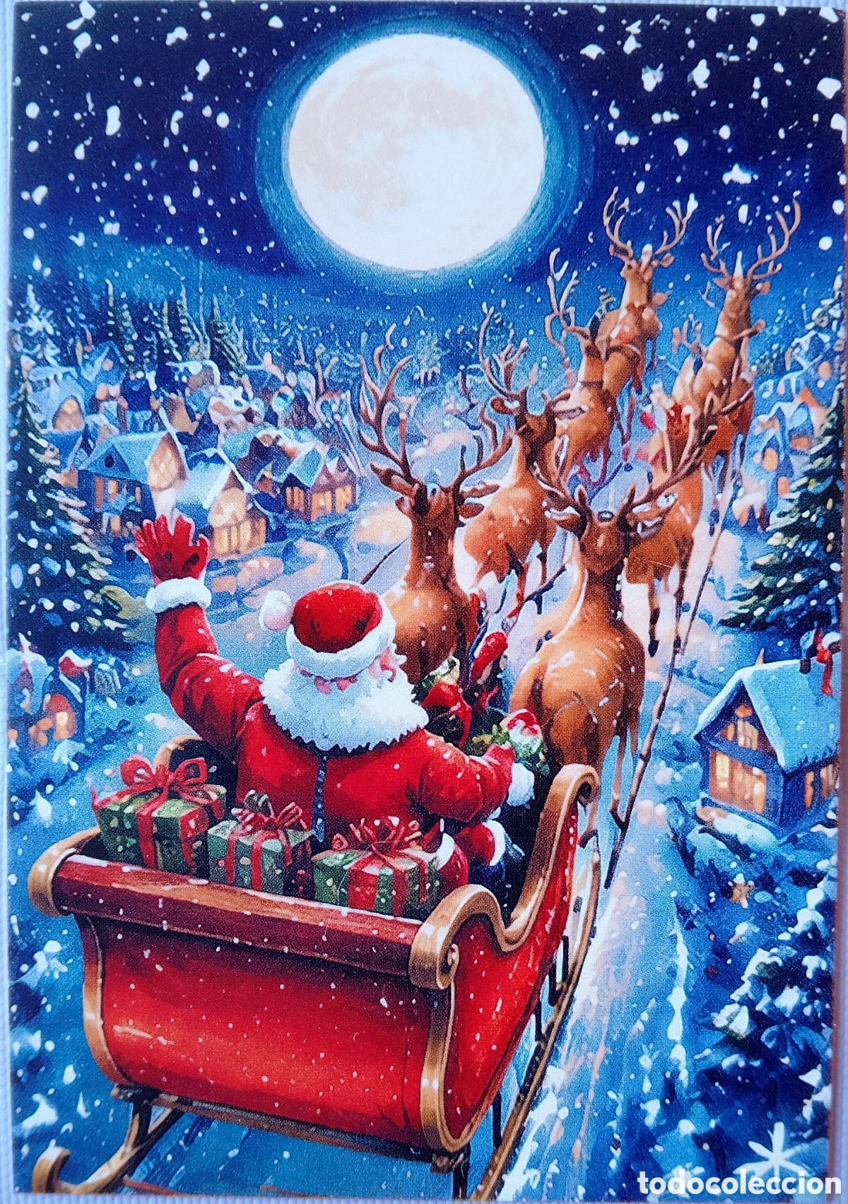 Postales: POSTAL NAVIDAD - PAP&Aacute; NOEL TRINEO PAISAJE NEVADO - ESTILO ANTIGUO