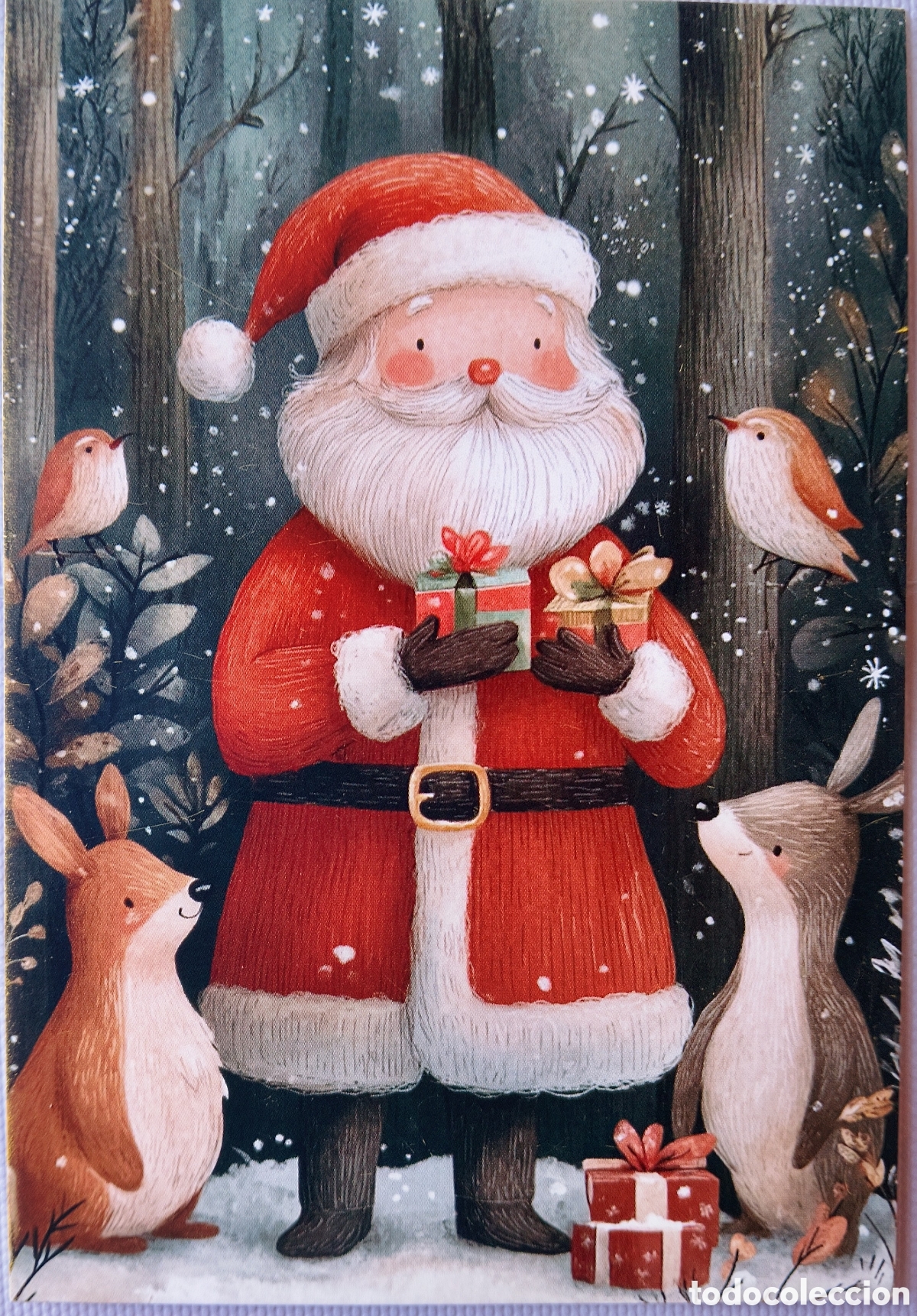 Postales: POSTAL NAVIDAD - PAP&Aacute; NOEL ANIMALITOS - ESTILO ANTIGUO