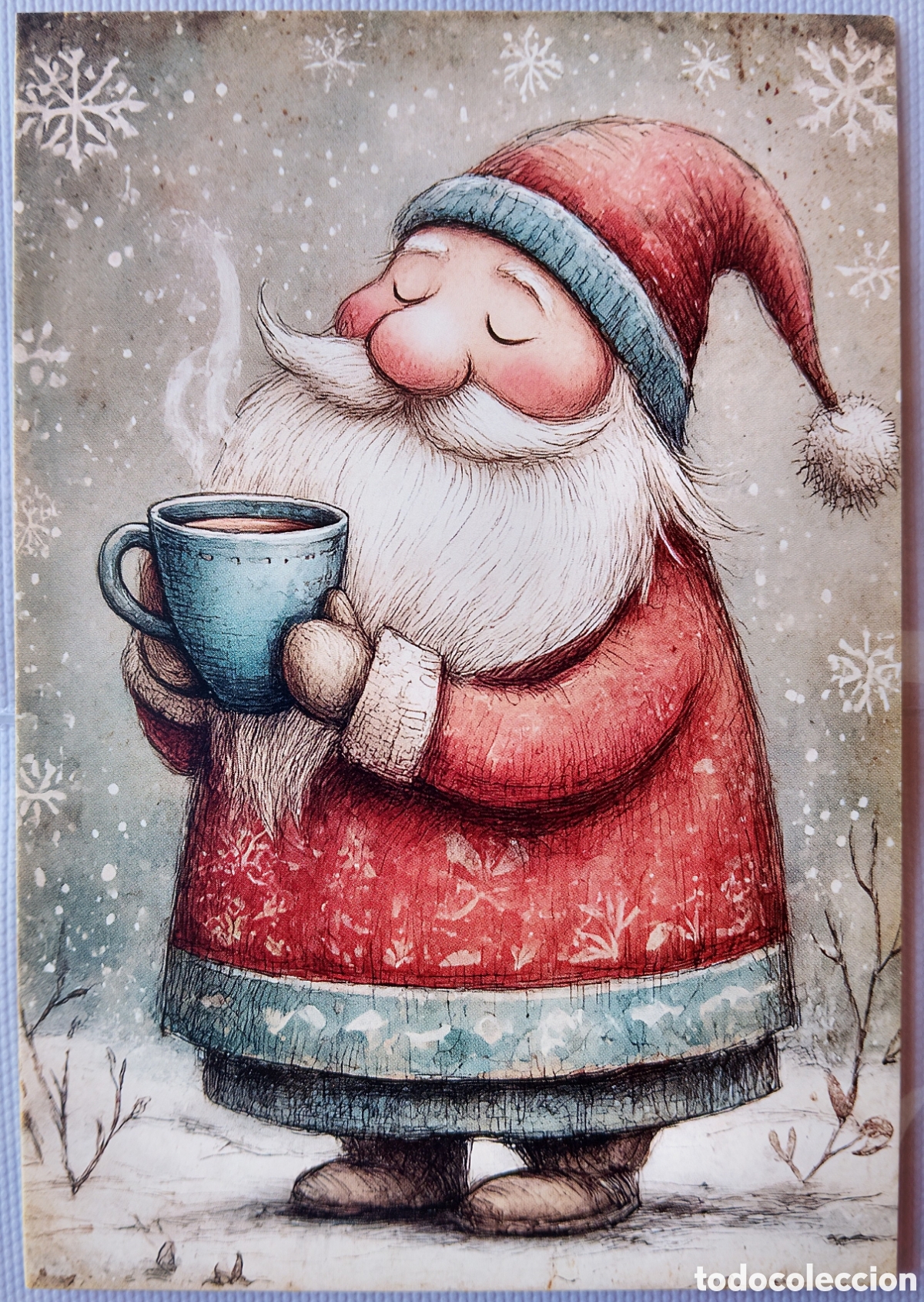 Postales: POSTAL NAVIDAD - PAP&Aacute; NOEL TAZA NIEVE - ESTILO ANTIGUO