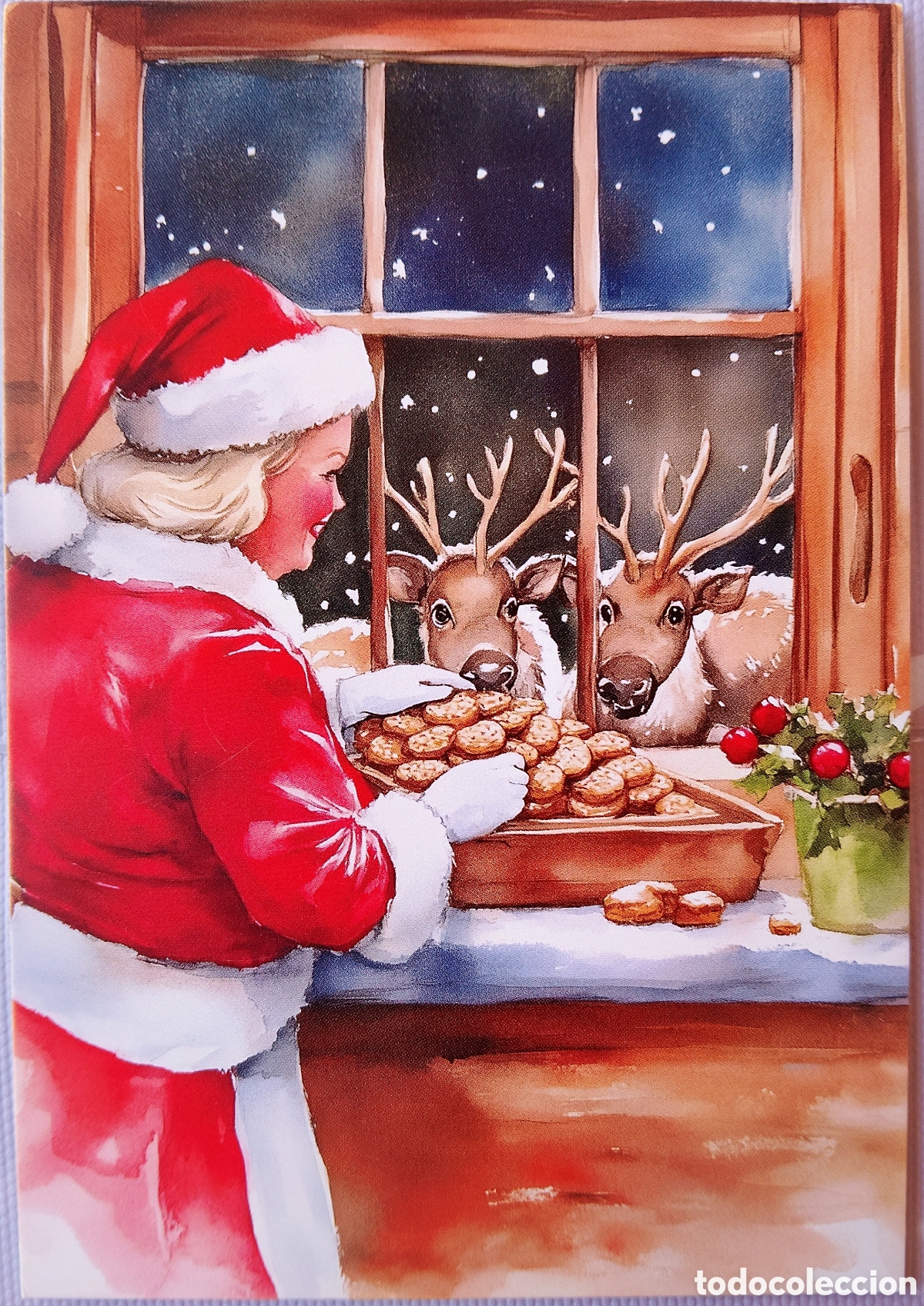 Postales: POSTAL NAVIDAD - MAM&Aacute; NOEL VENTANA GALLETAS RENOS - ESTILO ANTIGUO