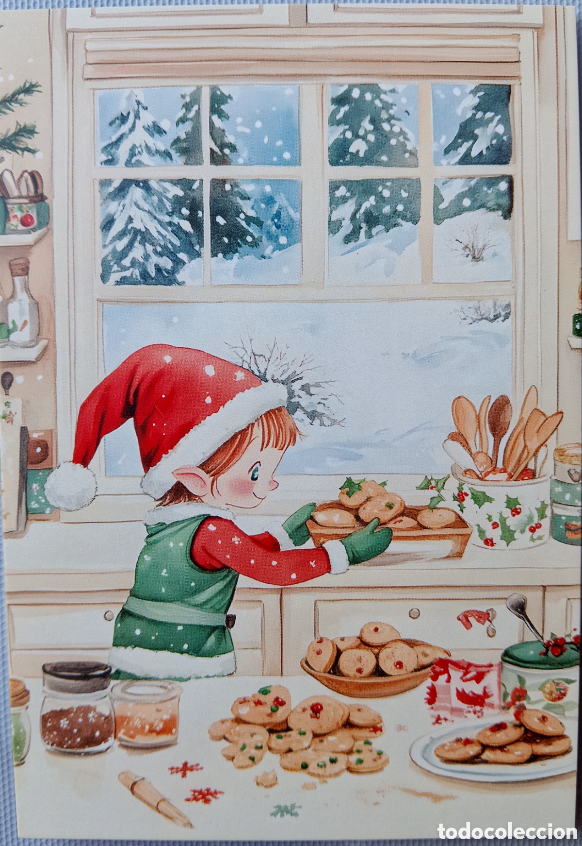 Postales: POSTAL NAVIDAD - ELFO GALLETAS COCINA PAISAJE NEVADO - ESTILO ANTIGUO