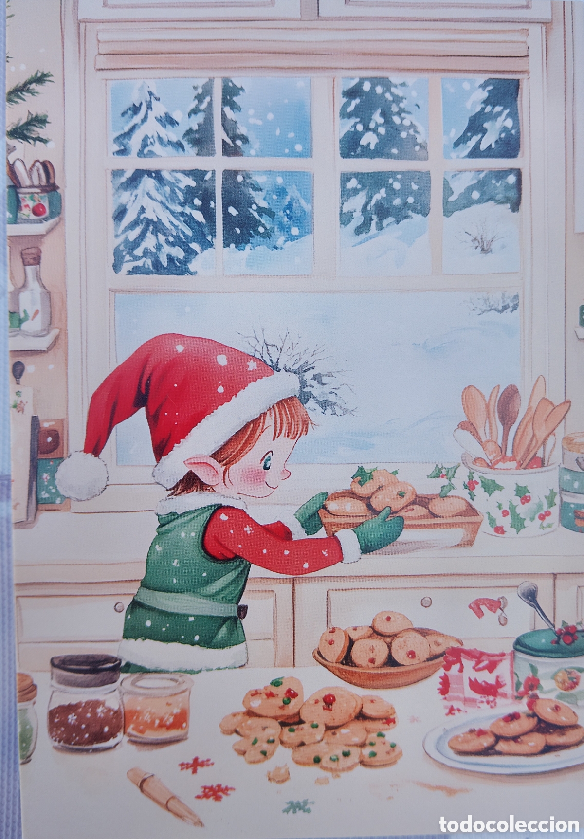 Postales: POSTAL NAVIDAD - ELFO GALLETAS COCINA PAISAJE NEVADO - ESTILO ANTIGUO