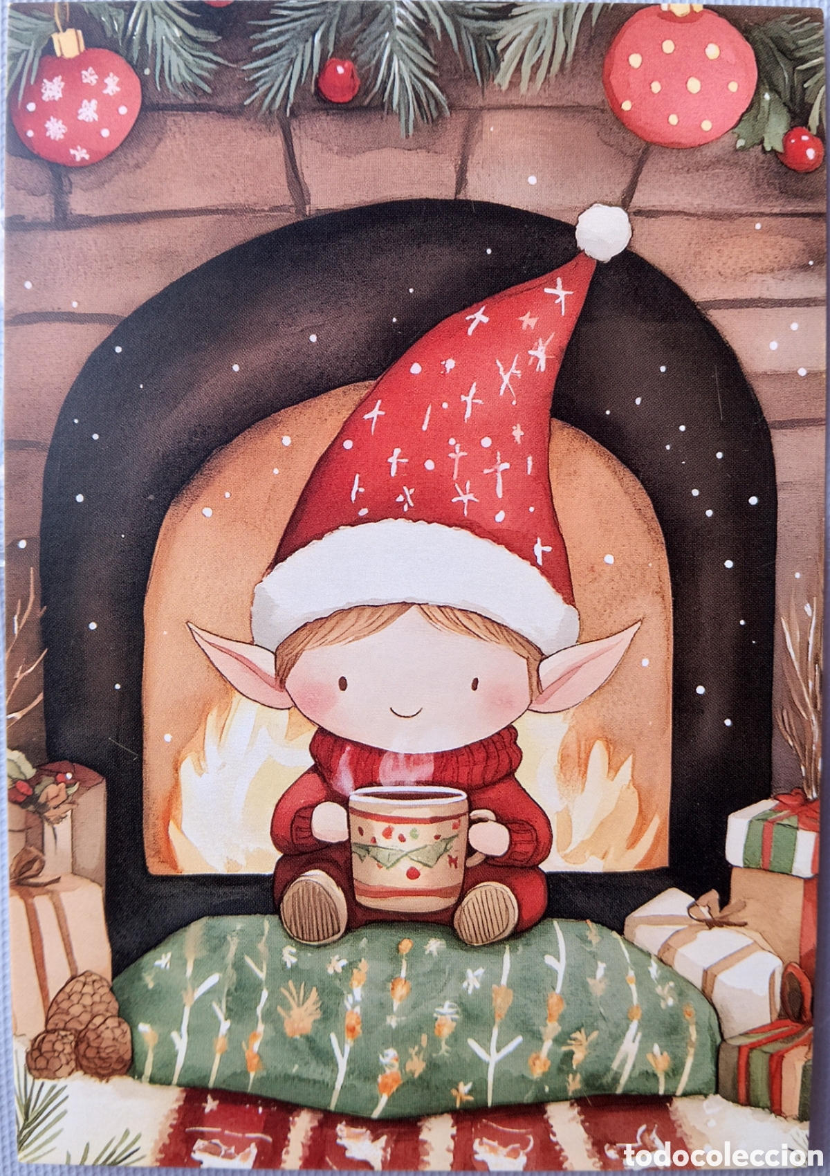 Postales: POSTAL NAVIDAD - ELFO CHIMENEA - ESTILO ANTIGUO