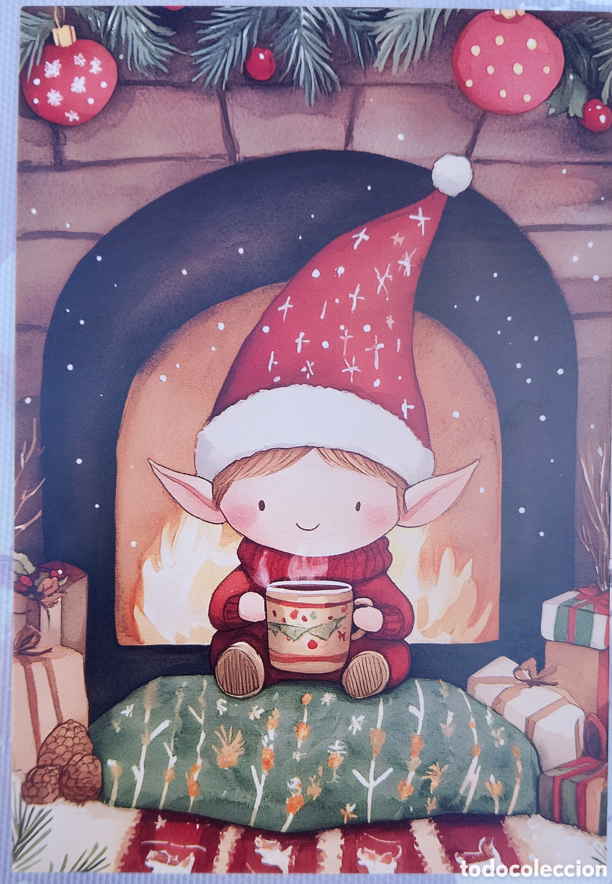 Postales: POSTAL NAVIDAD - ELFO CHIMENEA - ESTILO ANTIGUO