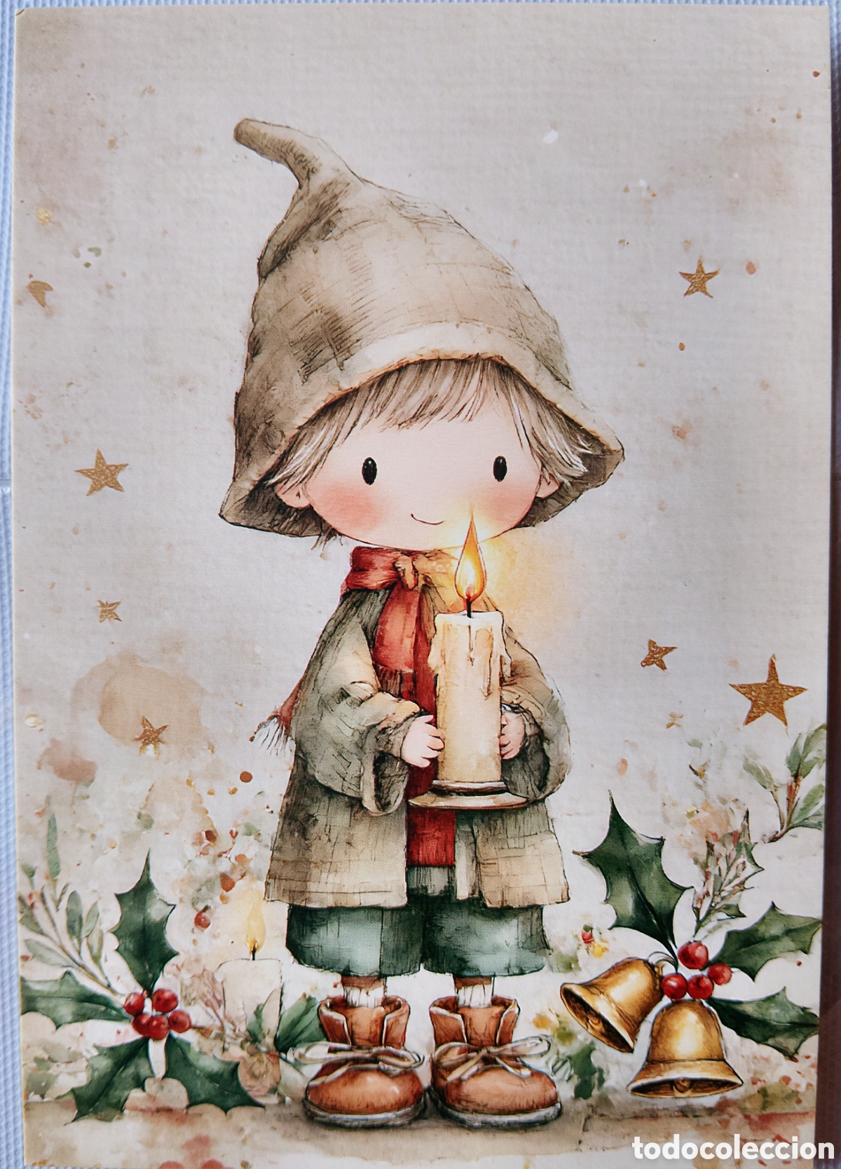 Postales: POSTAL NAVIDAD - NI&Ntilde;O VELA - ESTILO ANTIGUO