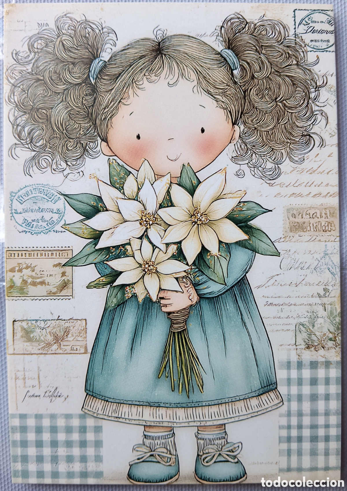 Postales: POSTAL NAVIDAD - NI&Ntilde;A FLORES DE PASCUA - ESTILO ANTIGUO