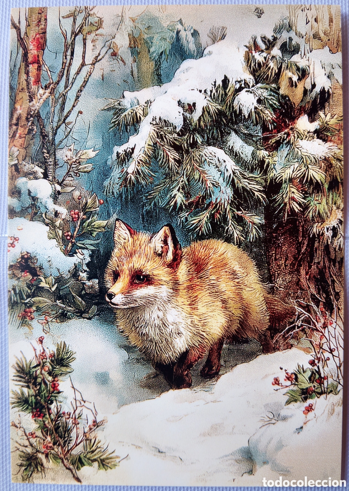 Postales: POSTAL NAVIDAD - ZORRO PAISAJE NEVADO - ESTILO ANTIGUO