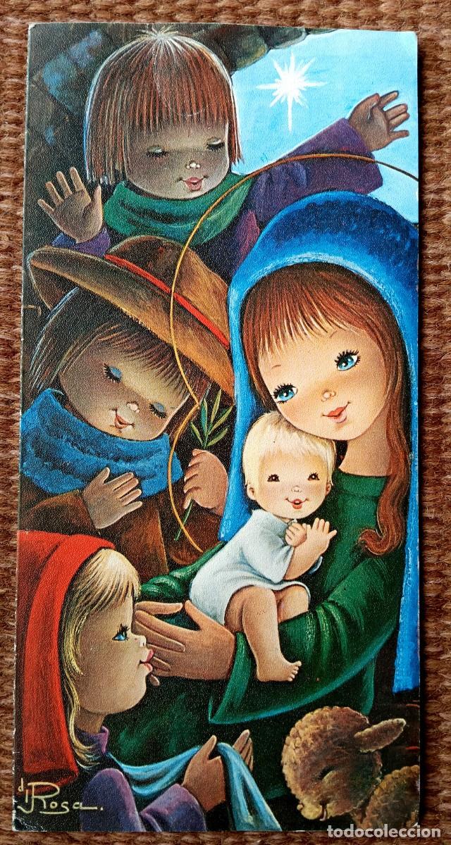 Postales: TARJETA DE NAVIDAD ESCRITA EN 1970 - ILUSTRACION ROSA