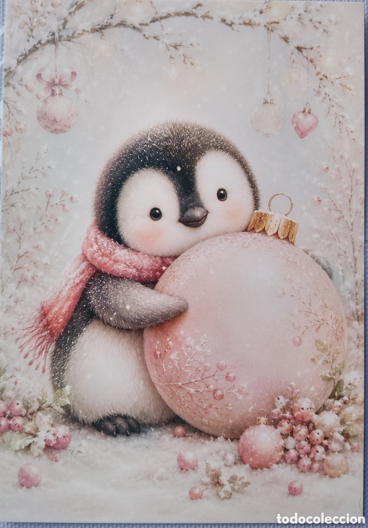 Postales: POSTAL NAVIDAD - PING&Uuml;INO BOLA PAISAJE NEVADO - ESTILO ANTIGUO