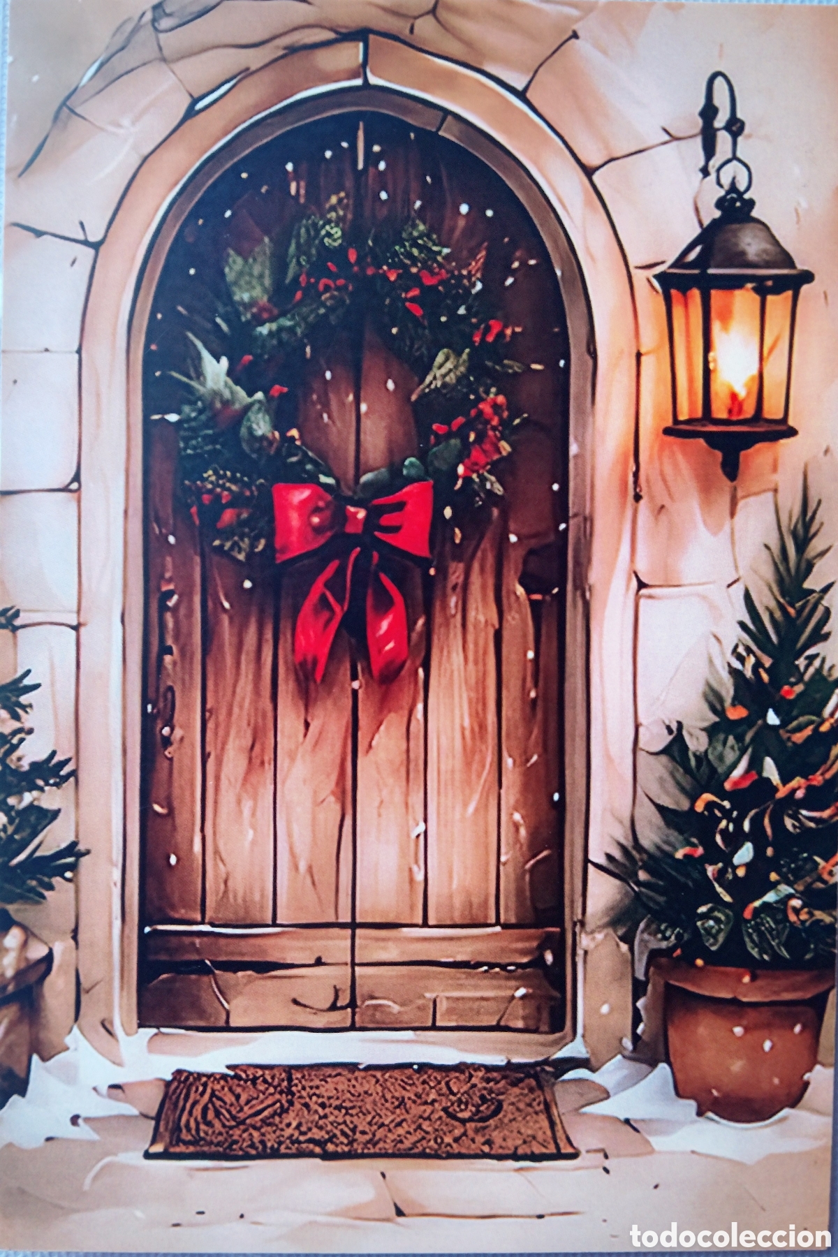 Postales: POSTAL NAVIDAD - ENTRADA CASA PUERTA CORONA - ESTILO ANTIGUO