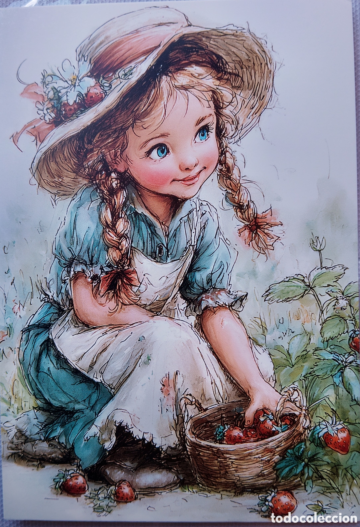 Postales: POSTAL - NI&Ntilde;A FRESAS - ESTILO ANTIGUO
