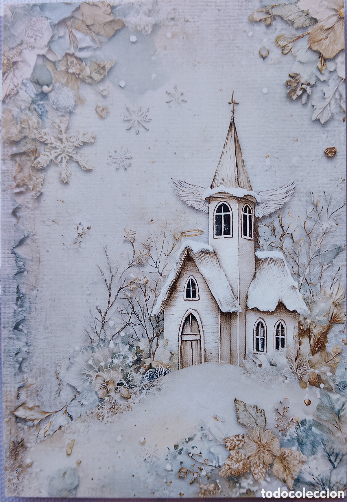 Postales: POSTAL NAVIDAD - IGLESIA PAISAJE NEVADO - ESTILO ANTIGUO