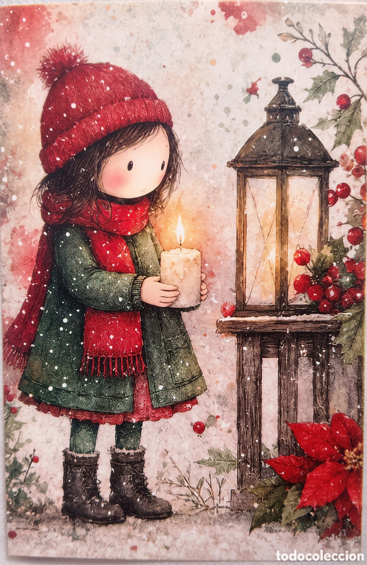 Postales: POSTAL NAVIDAD - NI&Ntilde;A VELA - ESTILO ANTIGUO