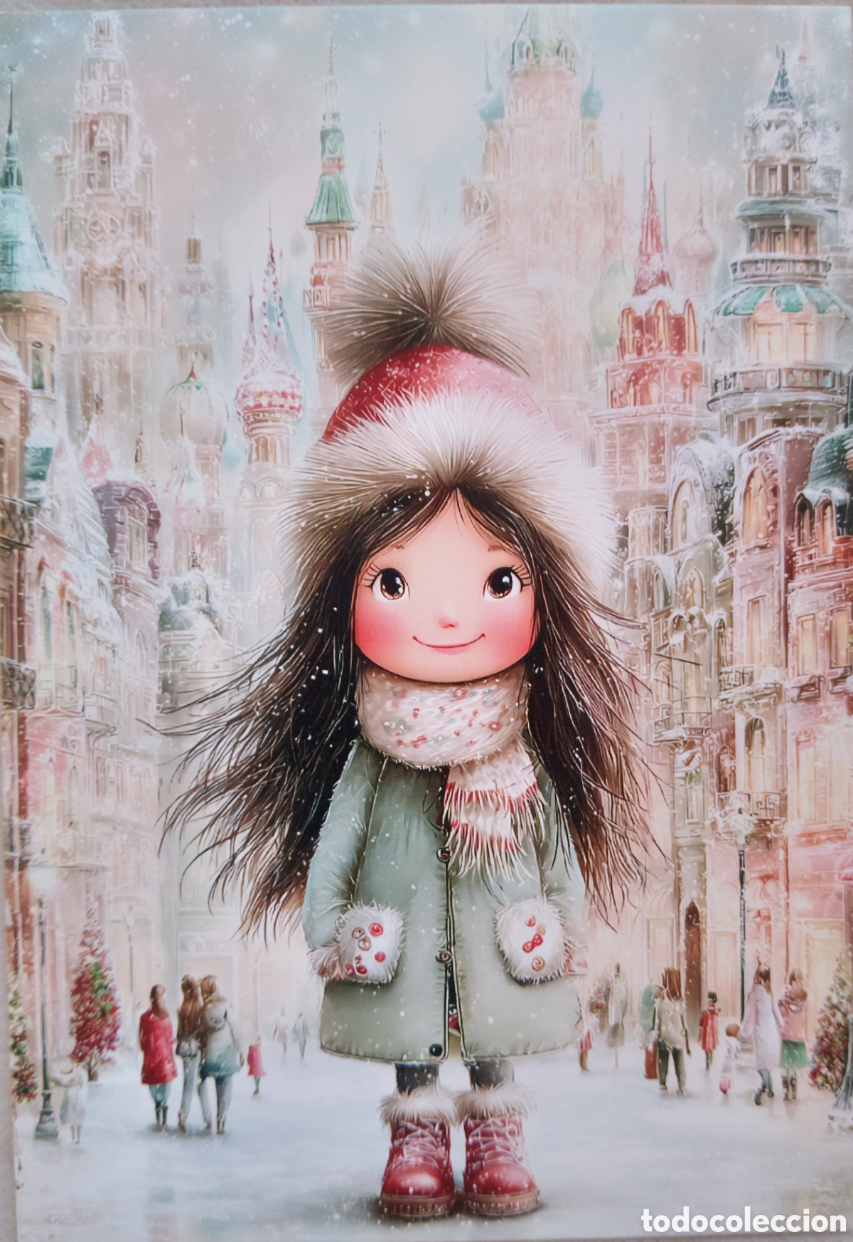 Postales: POSTAL NAVIDAD - NI&Ntilde;A PAISAJE NEVADO - ESTILO ANTIGUO