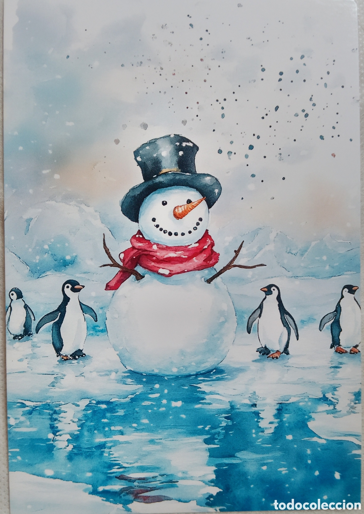 Postales: POSTAL NAVIDAD - MU&Ntilde;ECO DE NIEVE PING&Uuml;INOS PAISAJE NEVADO - ESTILO ANTIGUO