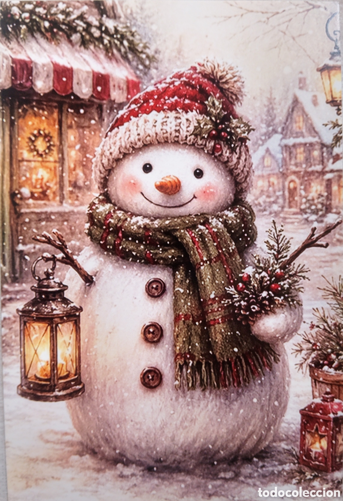 Postales: POSTAL NAVIDAD - MU&Ntilde;ECO DE NIEVE PAISAJE NEVADO - ESTILO ANTIGUO