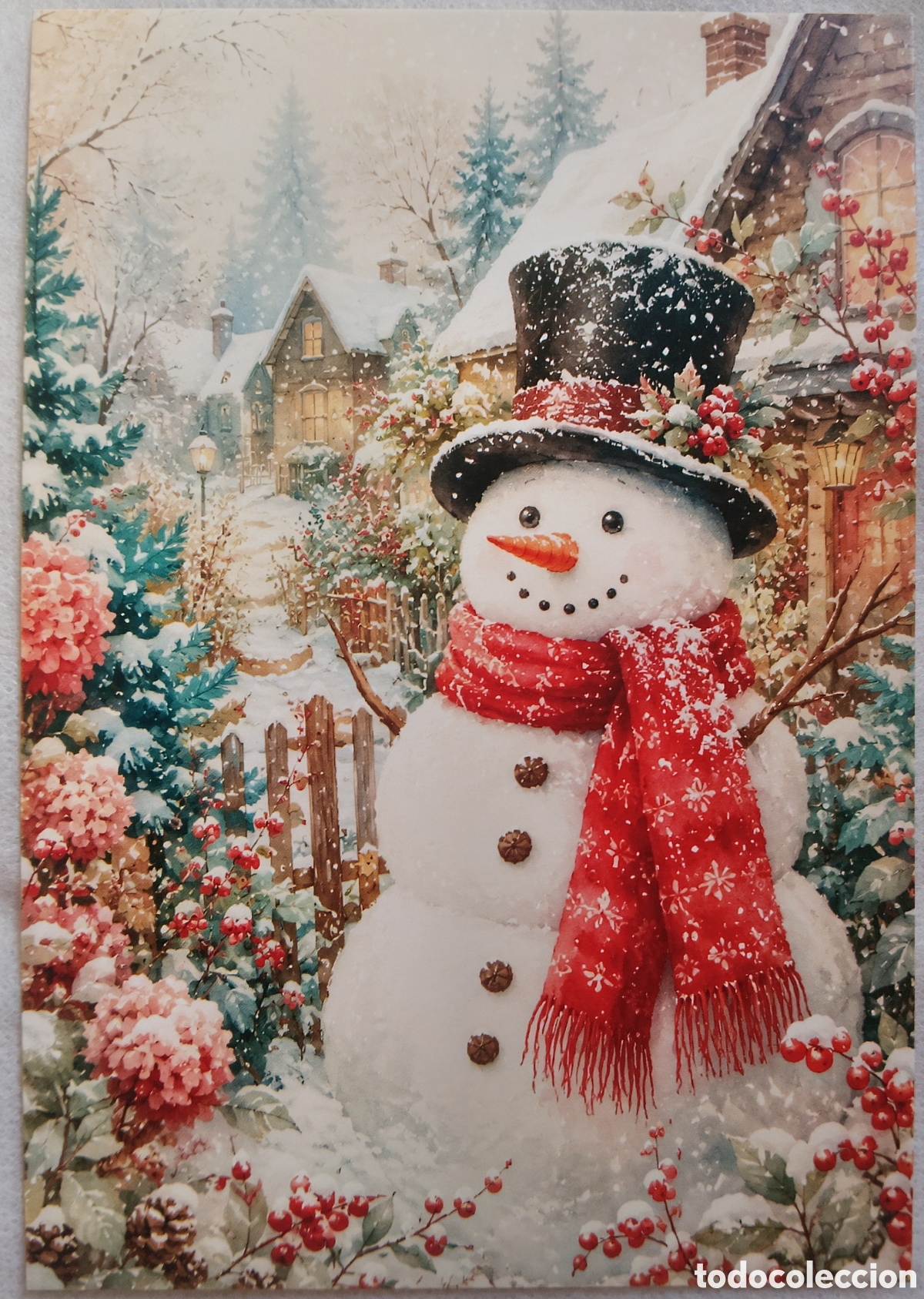 Postales: POSTAL NAVIDAD - MU&Ntilde;ECO DE NIEVE PAISAJE NEVADO - ESTILO ANTIGUO