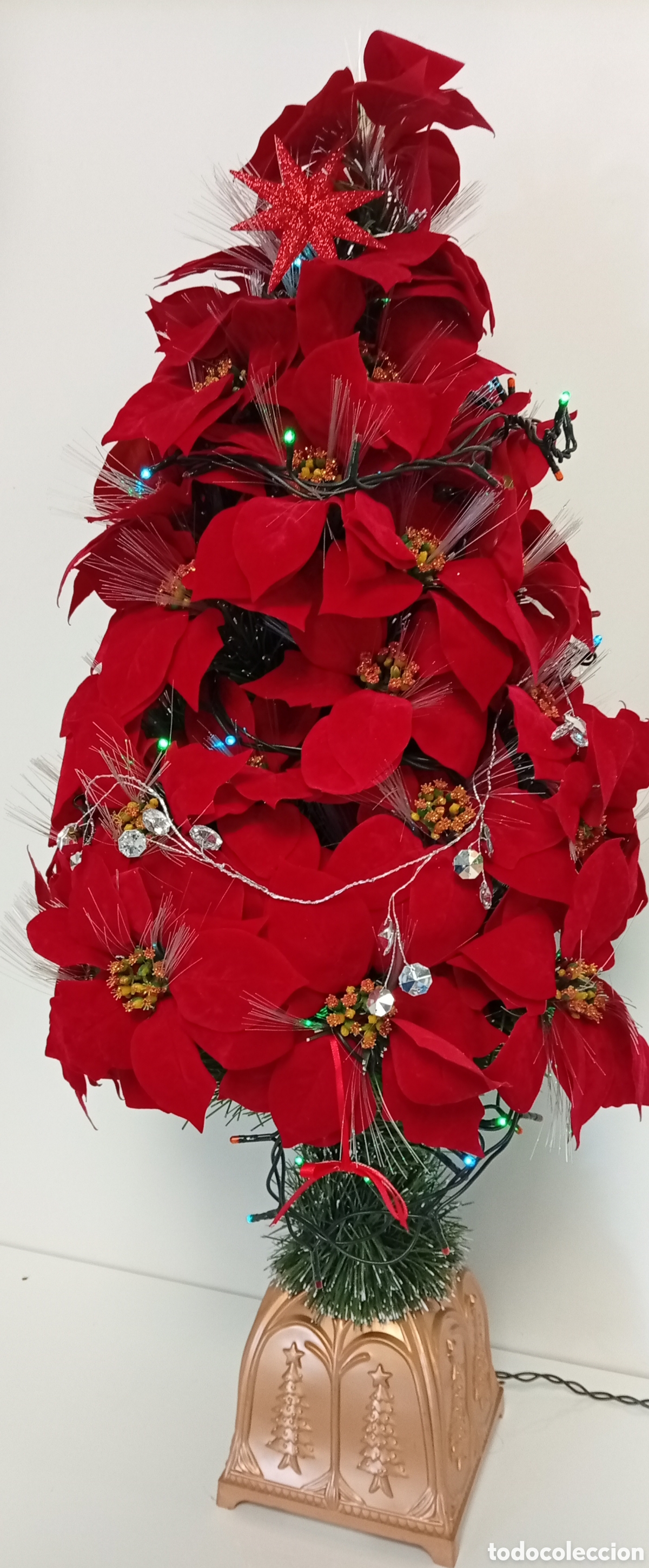 Postales: .ARBOL DE NAVIDAD DE FLORES ROJAS CON LUCES - Foto 2