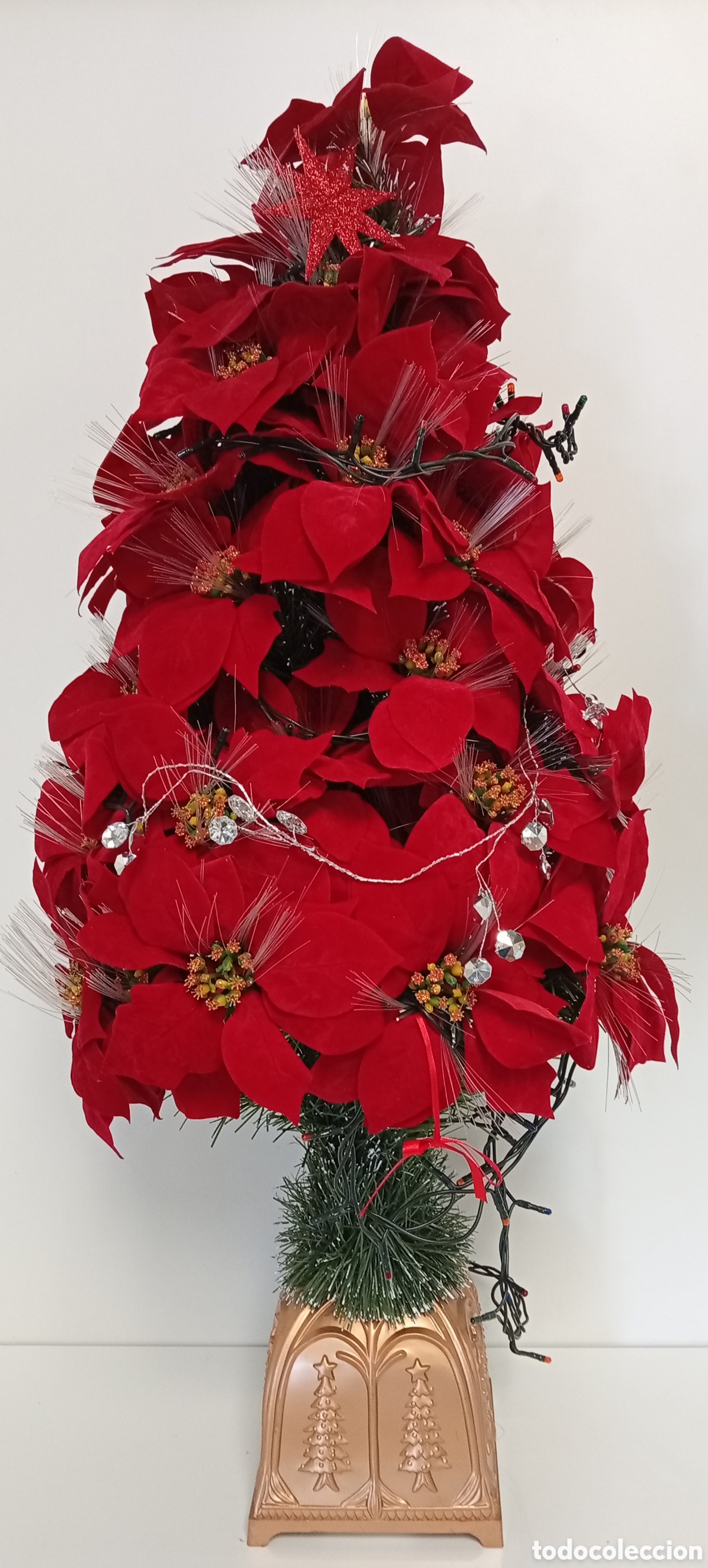 Postales: .ARBOL DE NAVIDAD DE FLORES ROJAS CON LUCES - Foto 4