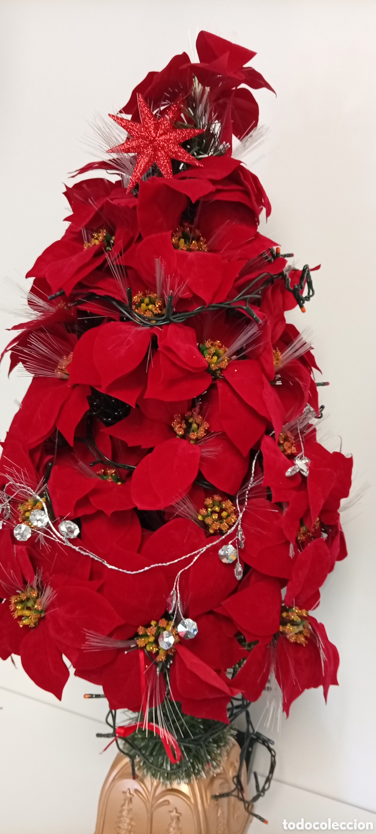 Postales: .ARBOL DE NAVIDAD DE FLORES ROJAS CON LUCES - Foto 5
