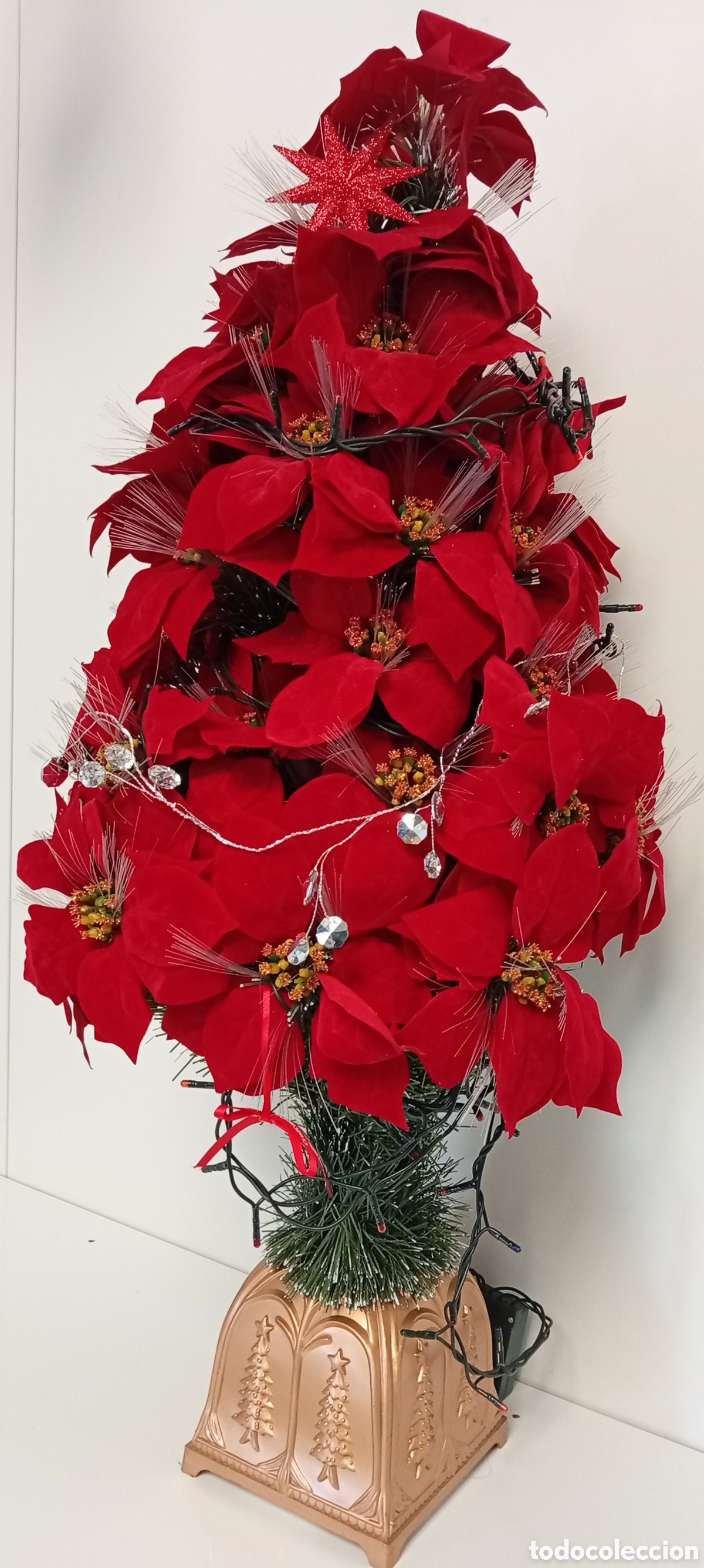 Postales: .ARBOL DE NAVIDAD DE FLORES ROJAS CON LUCES - Foto 6