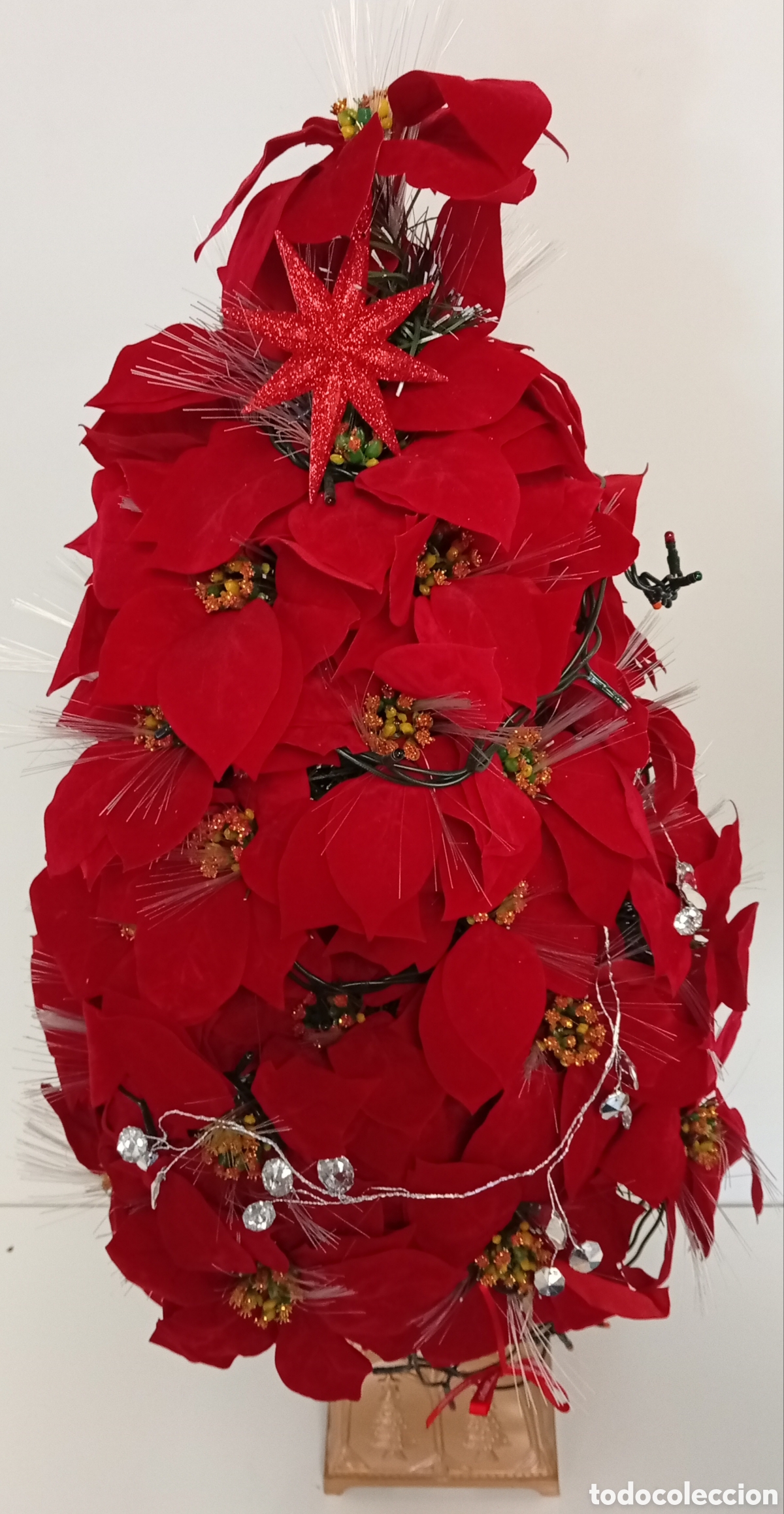 Postales: .ARBOL DE NAVIDAD DE FLORES ROJAS CON LUCES - Foto 7