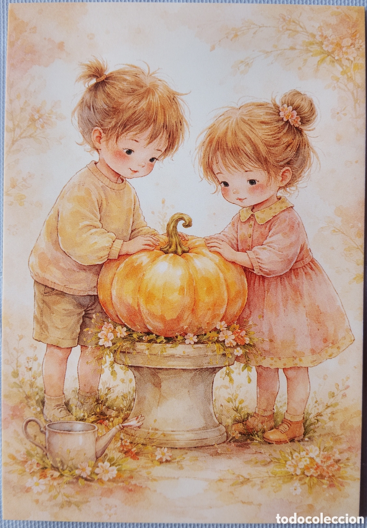 Postales: POSTAL - NI&Ntilde;AS CALABAZA - ESTILO ANTIGUO