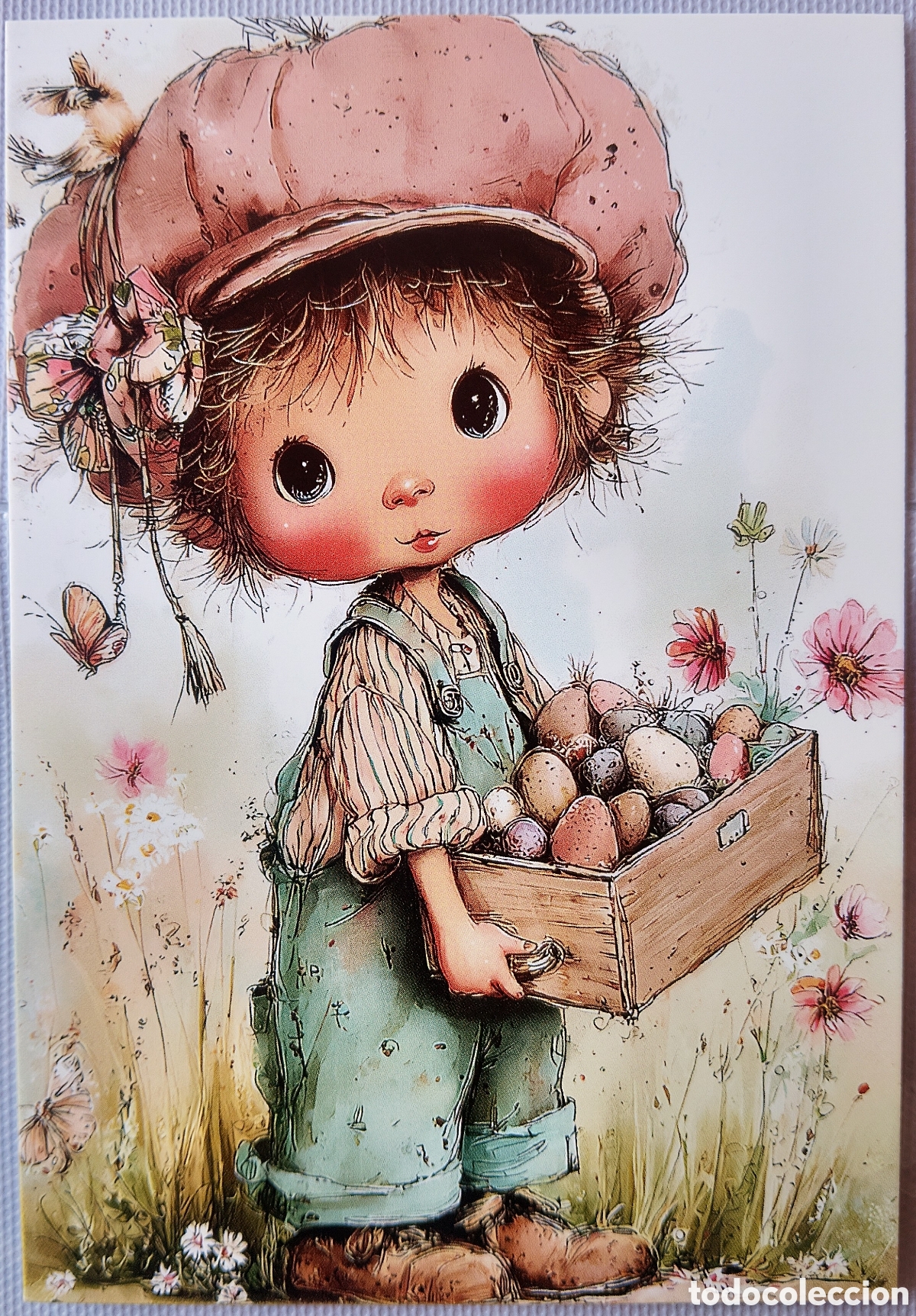 Postales: POSTAL - NI&Ntilde;O CESTO - ESTILO ANTIGUO
