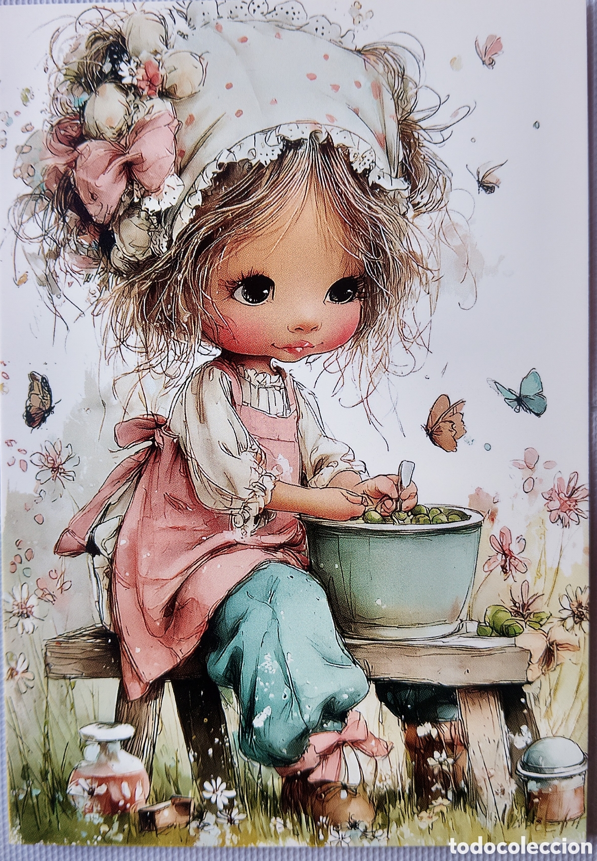 Postales: POSTAL - NI&Ntilde;A GUISANTES - ESTILO ANTIGUO