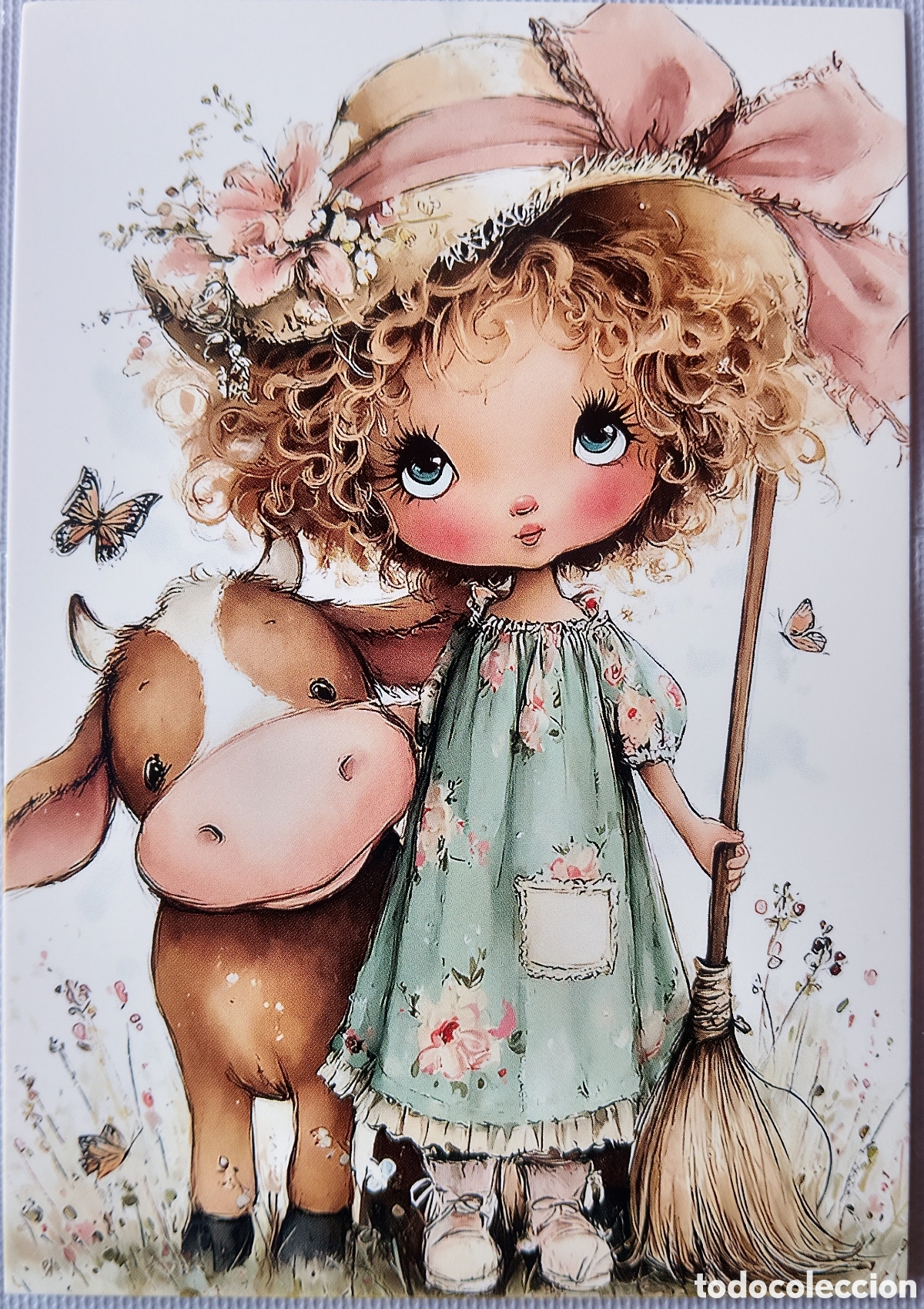 Postales: POSTAL - NI&Ntilde;A VACA - ESTILO ANTIGUO