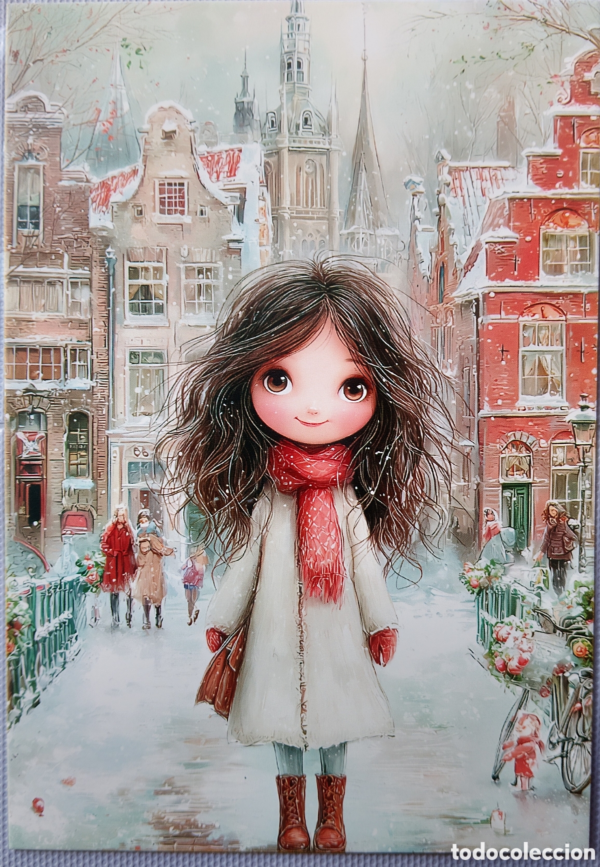 Postales: POSTAL NAVIDAD - NI&Ntilde;A PAISAJE NEVADO - ESTILO ANTIGUO