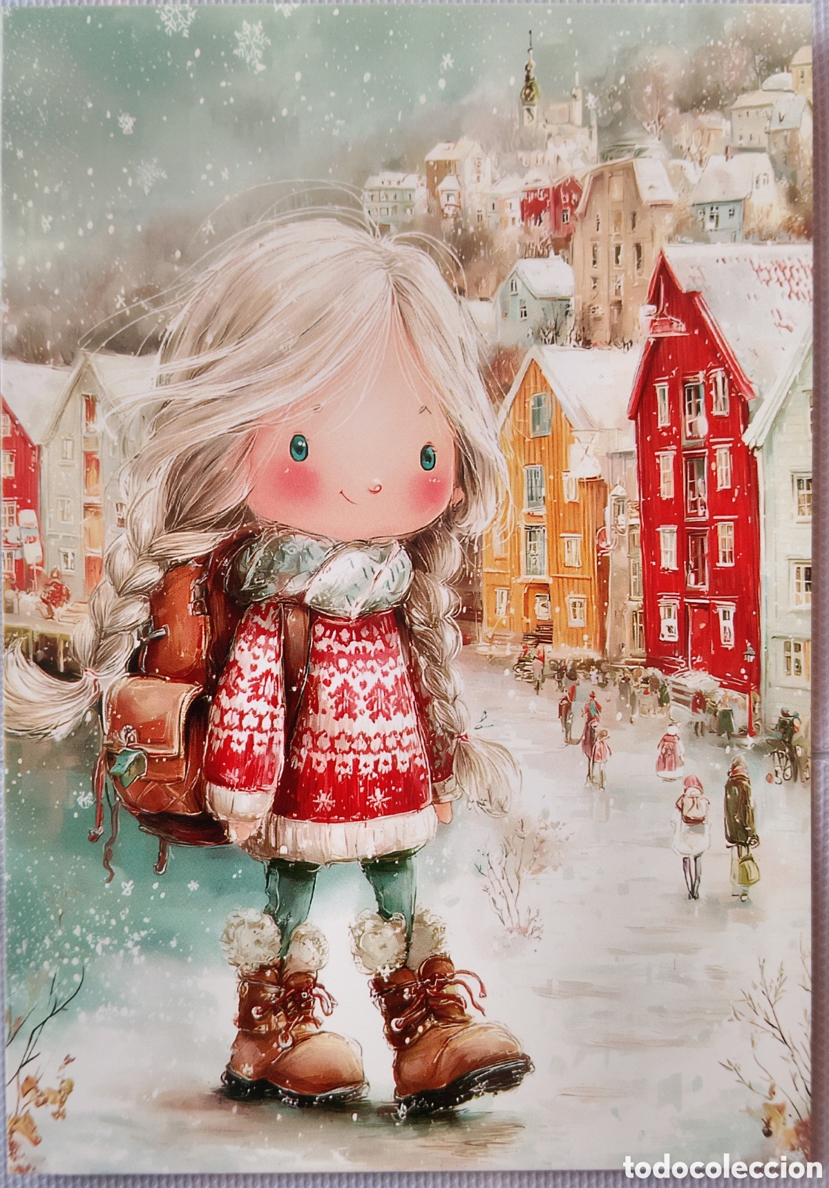 Postkarten: POSTAL NAVIDAD - NI&Ntilde;A PAISAJE NEVADO - ESTILO ANTIGUO