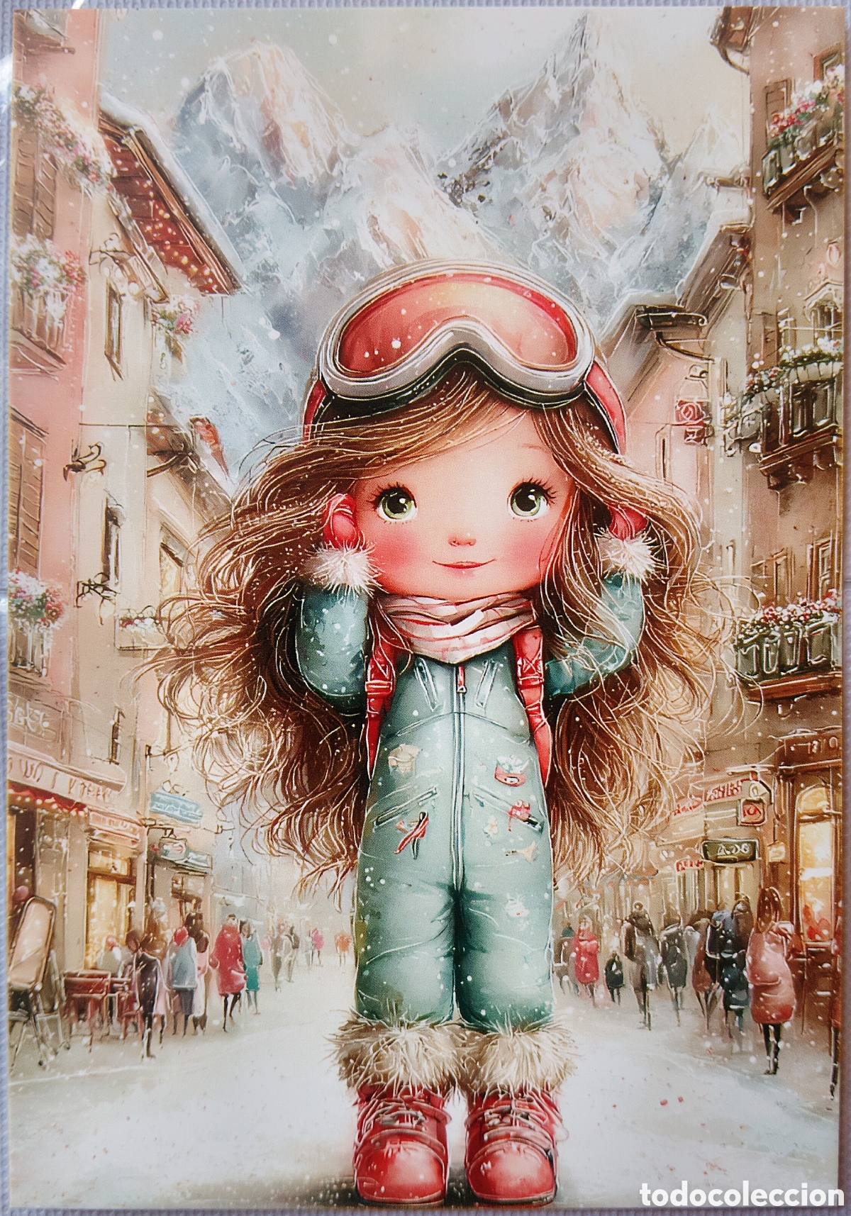 Postales: POSTAL NAVIDAD - NI&Ntilde;A PAISAJE NEVADO - ESTILO ANTIGUO