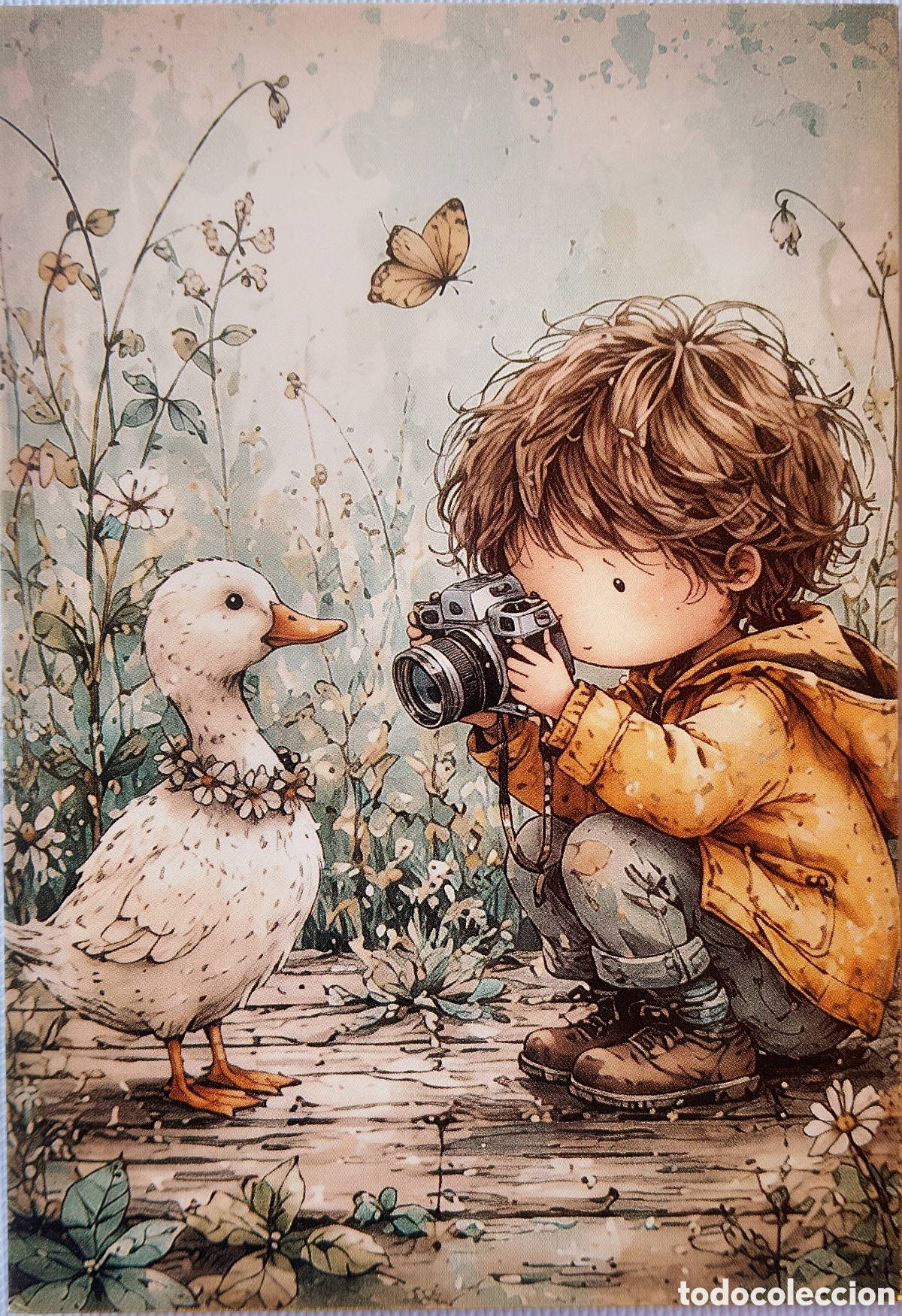 Postales: POSTAL NAVIDAD - NI&Ntilde;O PATITO C&Aacute;MARA FOTOS - ESTILO ANTIGUO