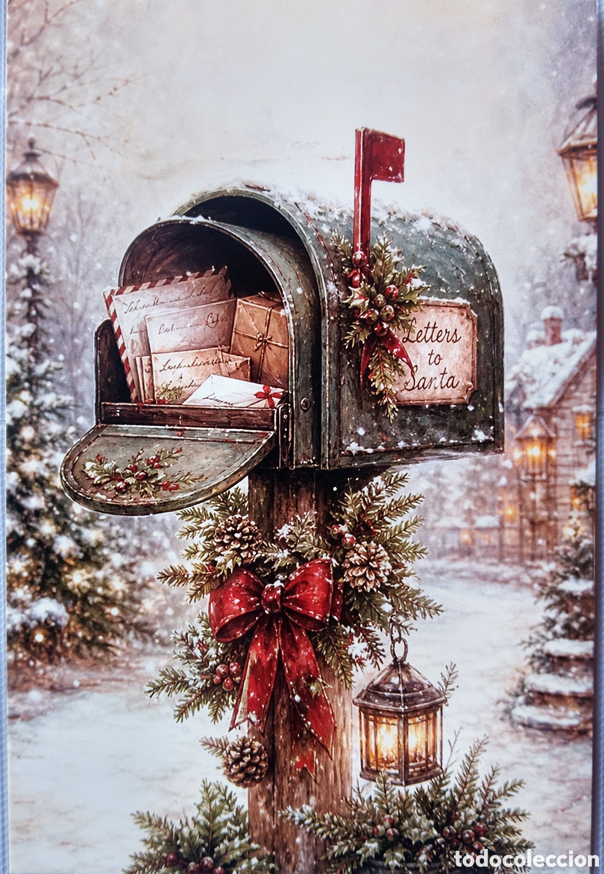 Postales: POSTAL NAVIDAD - BUZ&Oacute;N PAISAJE NEVADO - ESTILO ANTIGUO