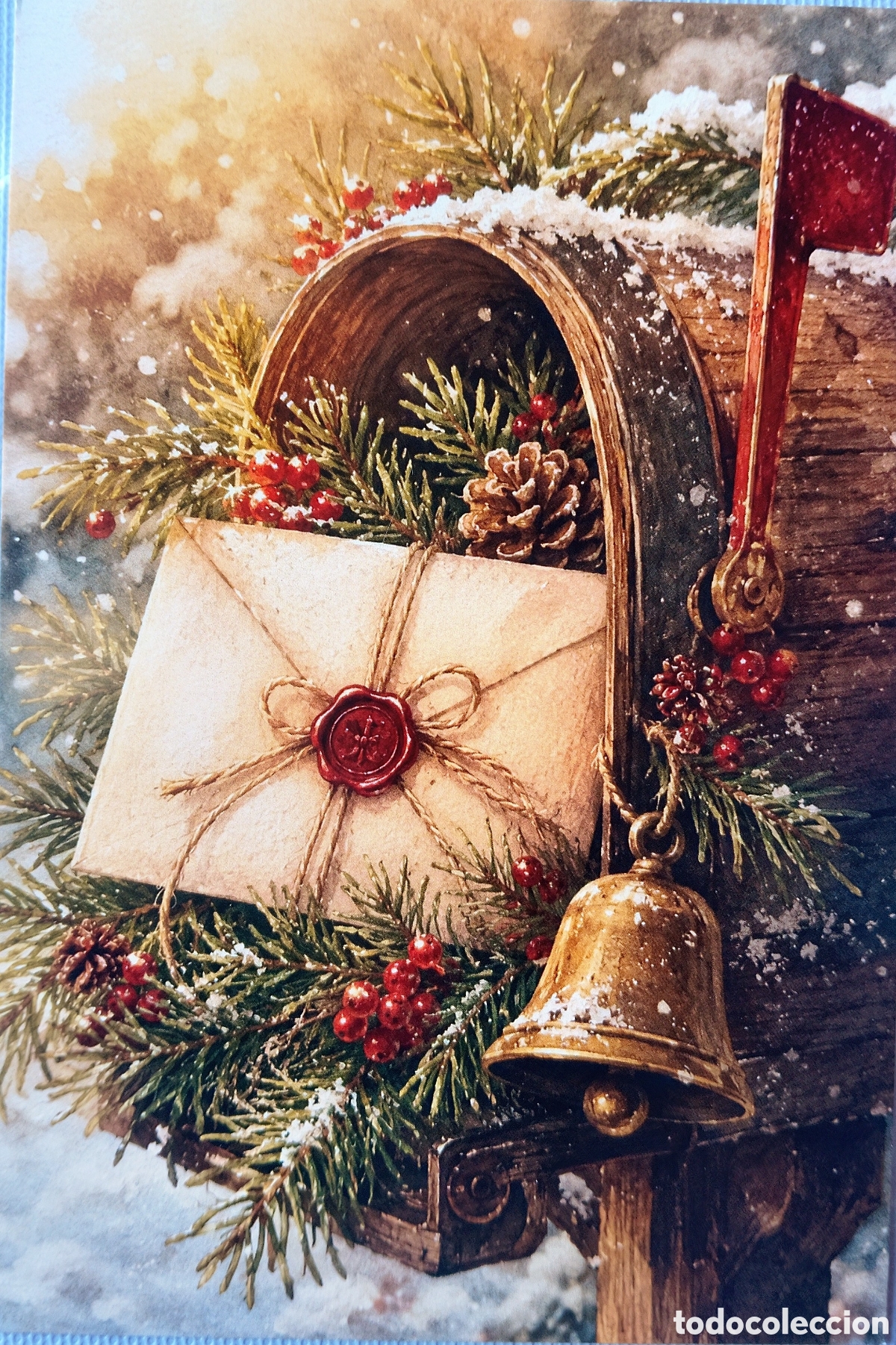 Postales: POSTAL NAVIDAD - BUZ&Oacute;N PAISAJE NEVADO - ESTILO ANTIGUO