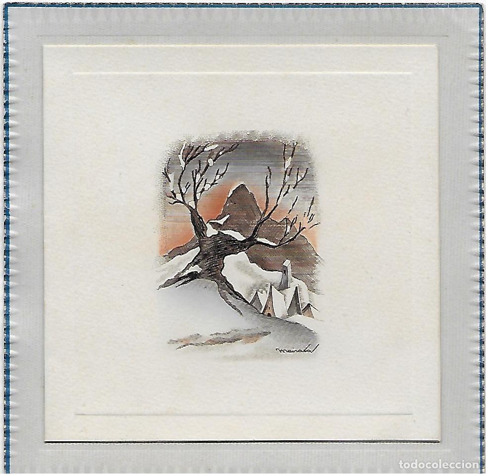 Postkarten: 7366S - MAIRATA EDIC. ORTIZ CH 108- PAISAJE NAVIDE&Ntilde;O- DIPTICA 12X12 CM- CANTOS EN RELIEVE- DATA 1952